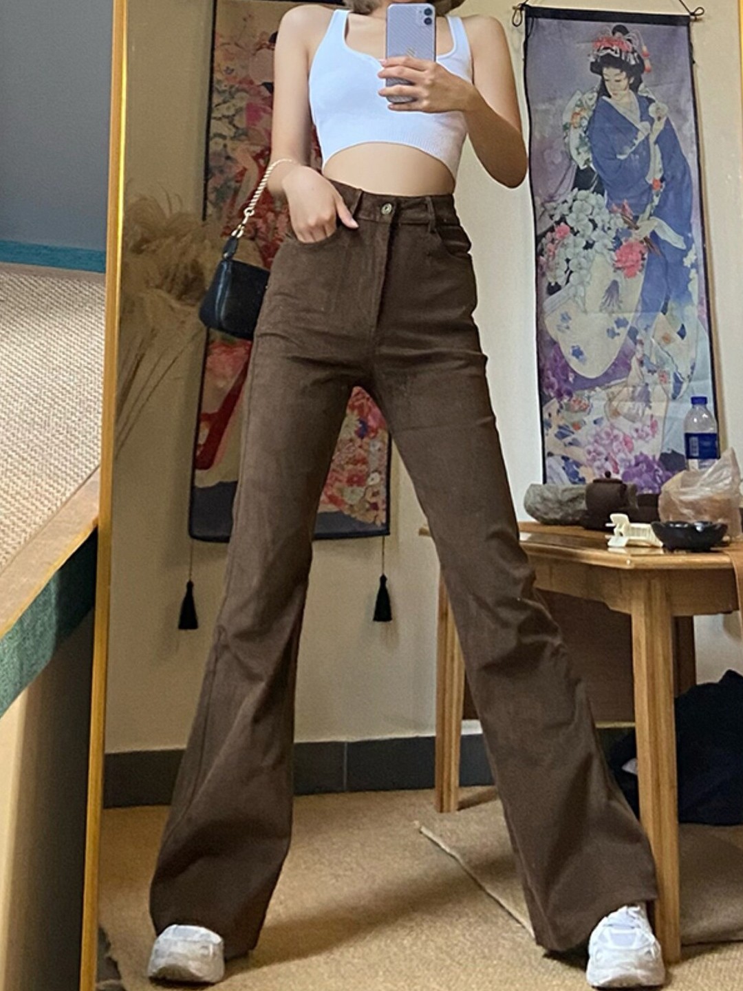 

Stylecast X KPOP Women Original Regular Fit High-Rise Cotton Trouser, Brown