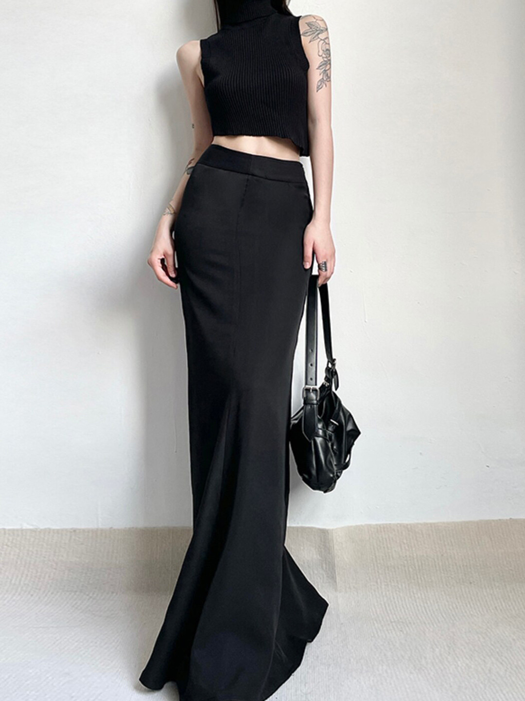 

Stylecast X KPOP Mid-Rise Straight Maxi Skirt, Black