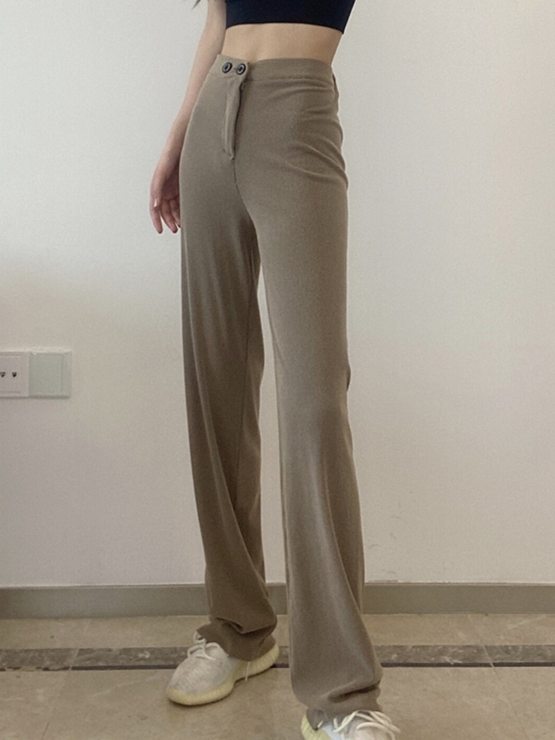 

Stylecast X KPOP Women Mid-Rise Cotton Original Regular Trousers, Khaki