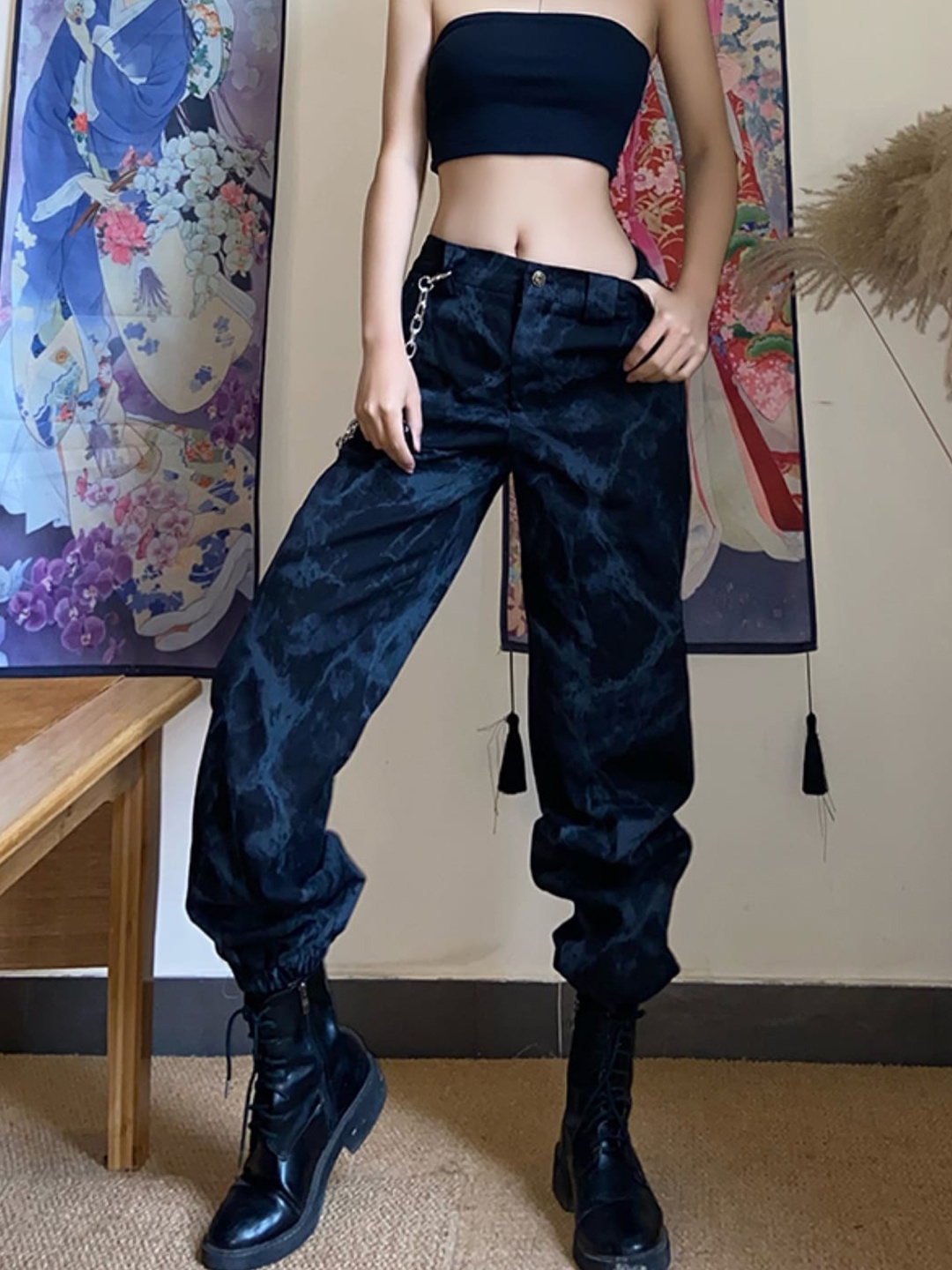 

Stylecast X KPOP Women Mid-Rise Cotton Printed Original Formal Trousers, Black