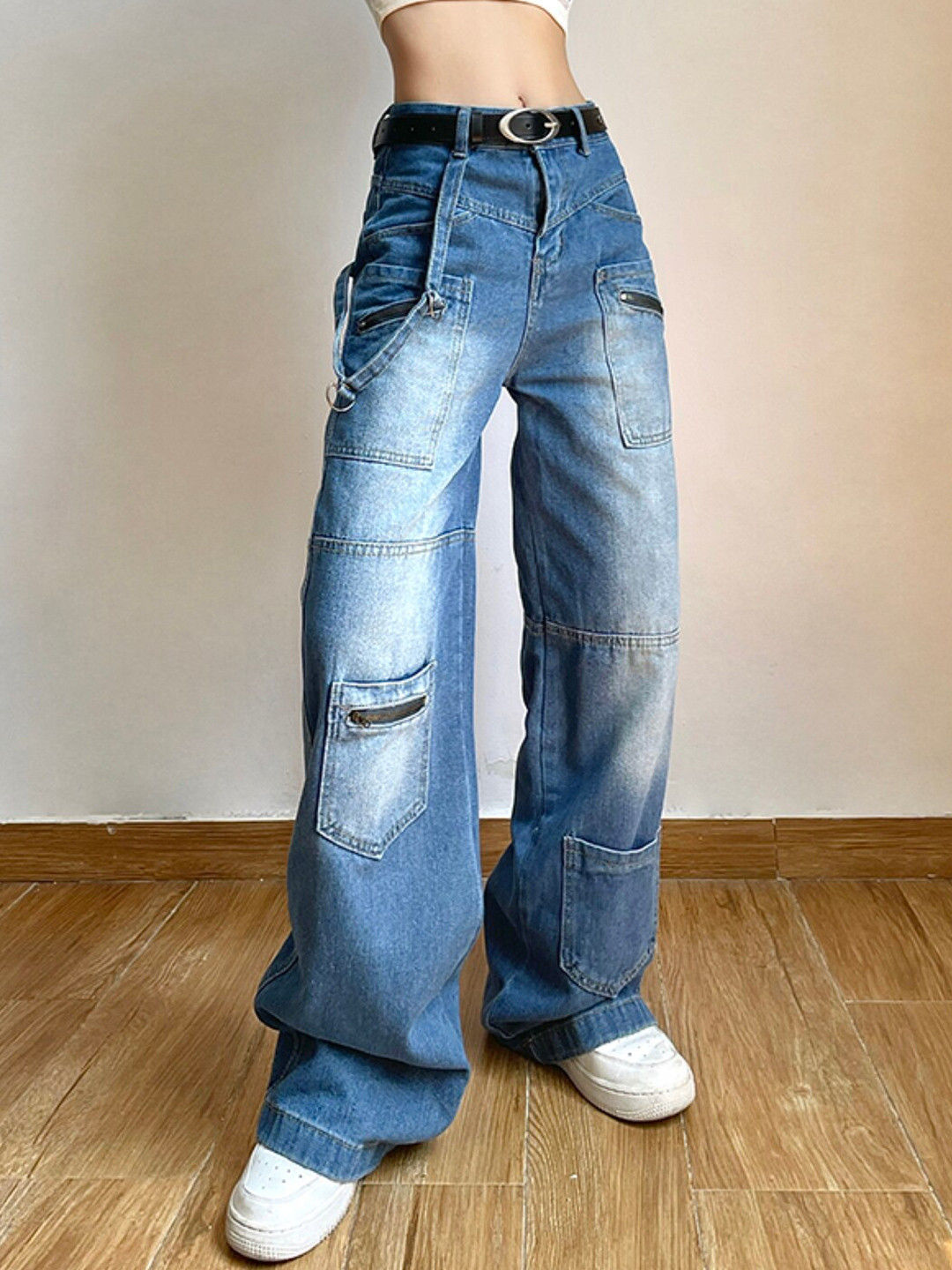 

Stylecast X KPOP Faded Original Cargo Trousers, Blue
