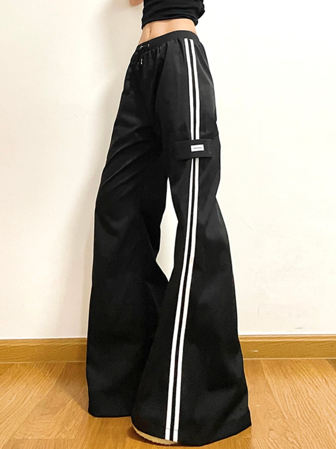 

Stylecast X KPOP Striped Original Flared Mid-Rise Trouser, Black