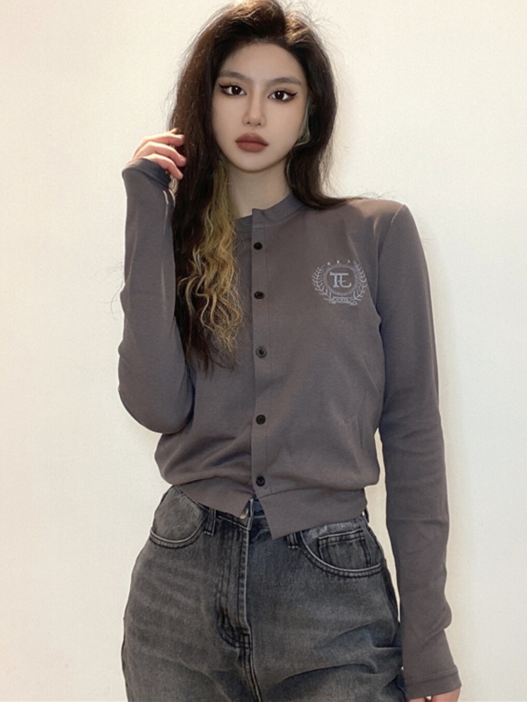 

Stylecast X KPOP Long Sleeves Cotton Tailored Jacket, Grey