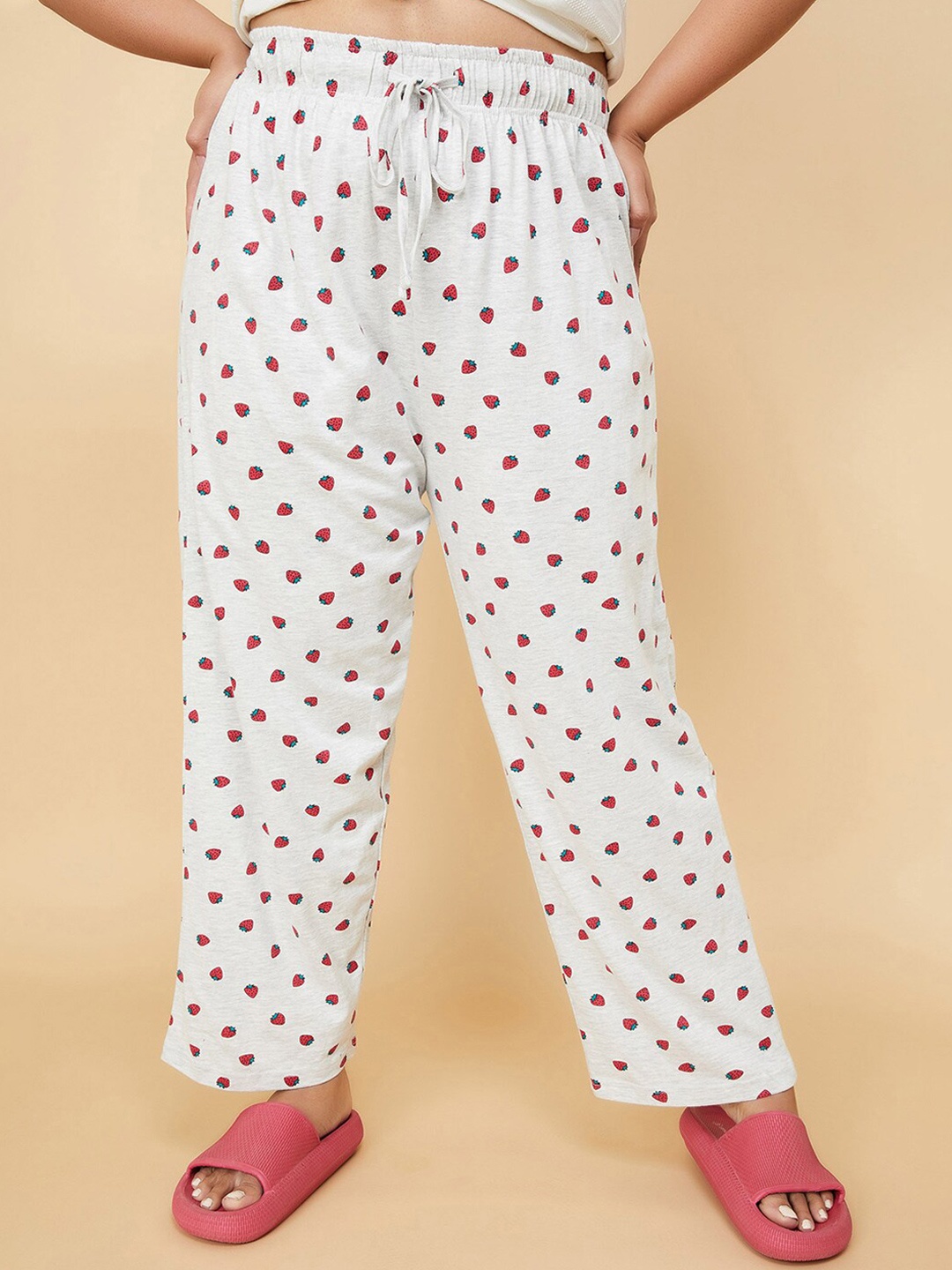 

max Women High-Rise Printed Lounge Pants, Grey melange