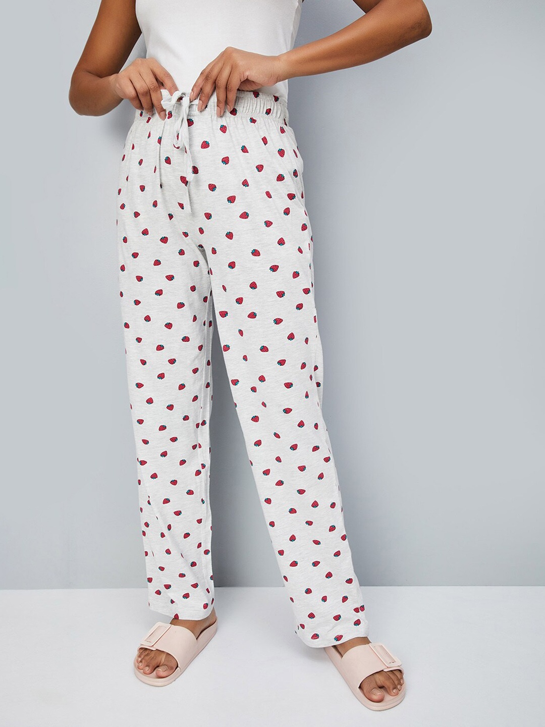 

max Women High-Rise Printed Lounge Pants, Grey melange