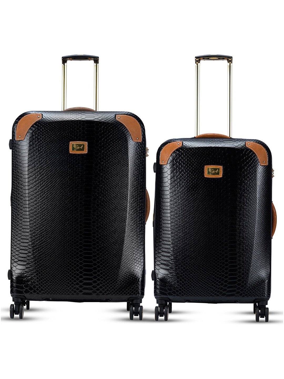 

IT luggage Unisex Set Of 2 Resolute Textured Hard-Sided Trolley Suitcases Bags 71 cm, Black