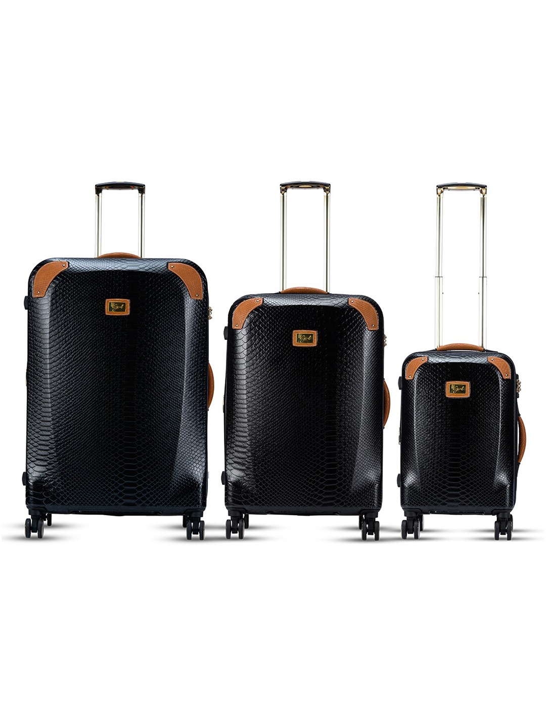 

IT luggage Resolute Set Of 3 Textured Hard-Sided Trolley Suitcases Bags, Black