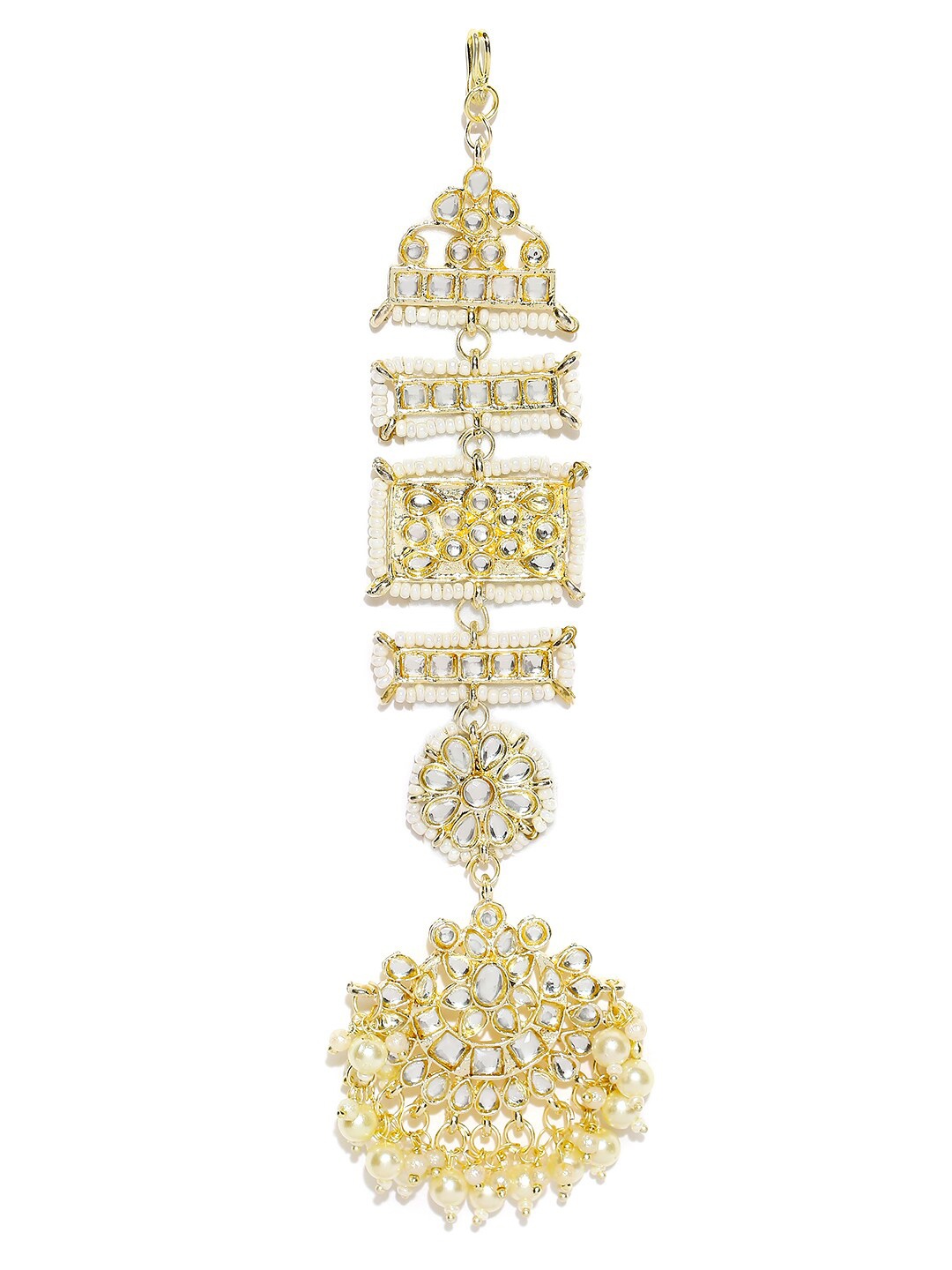 

MANATH Meenakari Kundan Studded Maang Tikka, Gold