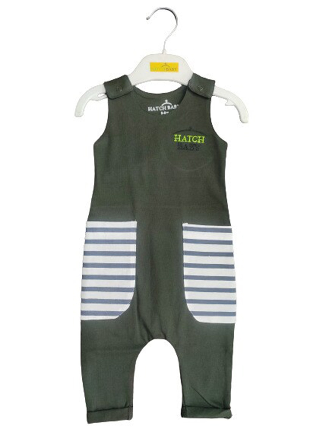 

BAESD Infants Striped Sleeveless Cotton Rompers, Olive