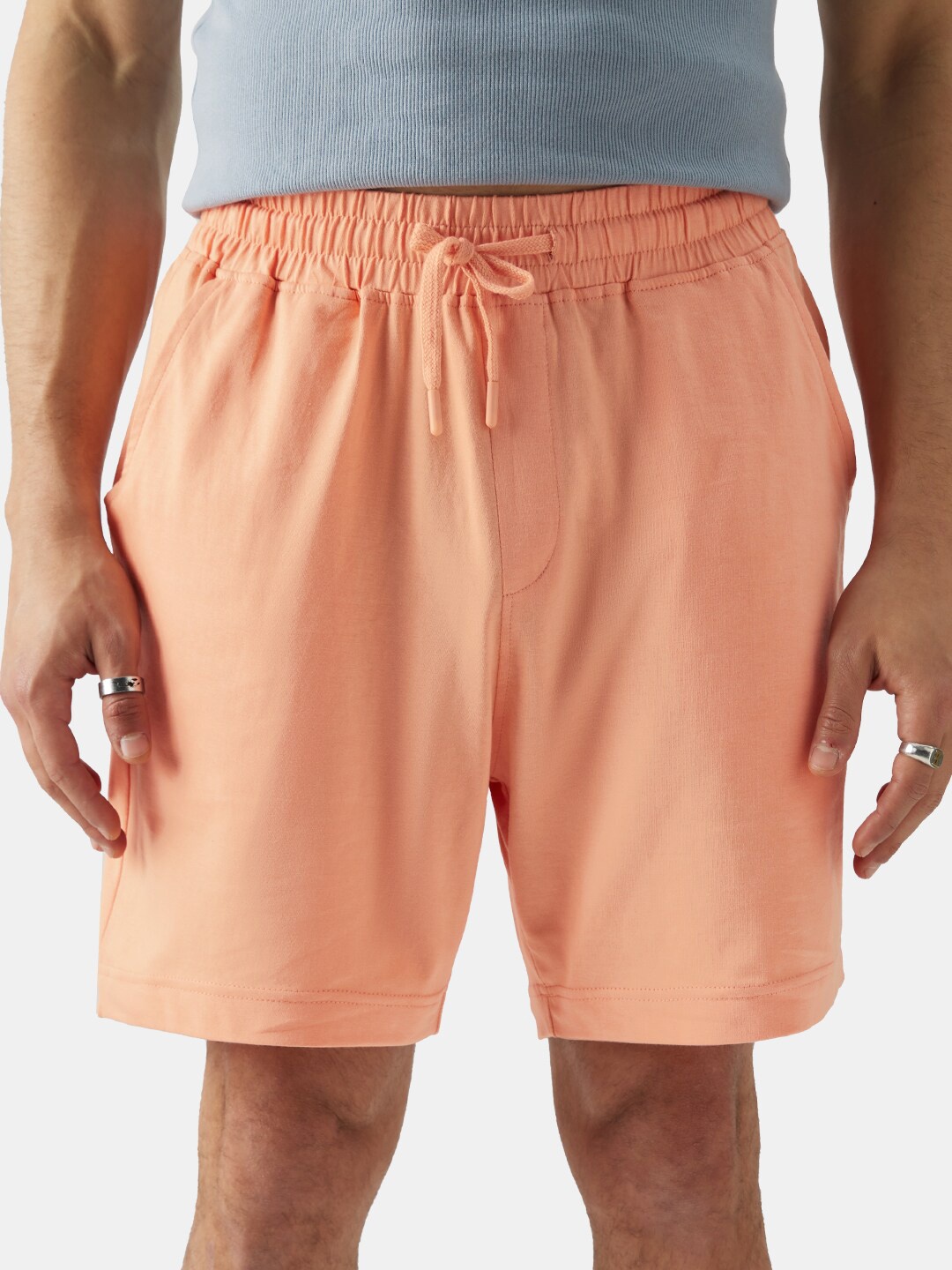 

The Souled Store Men Mid Rise Pure Cotton Regular Shorts, Peach