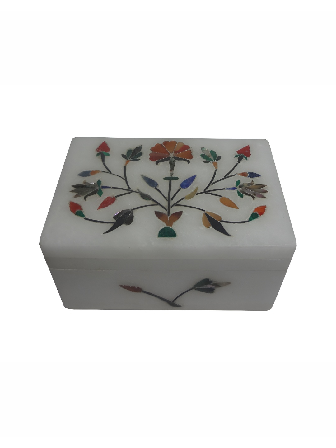 

Avinash Handicrafts White & Orange Coloured Printed Reusable Square Jewellery Box