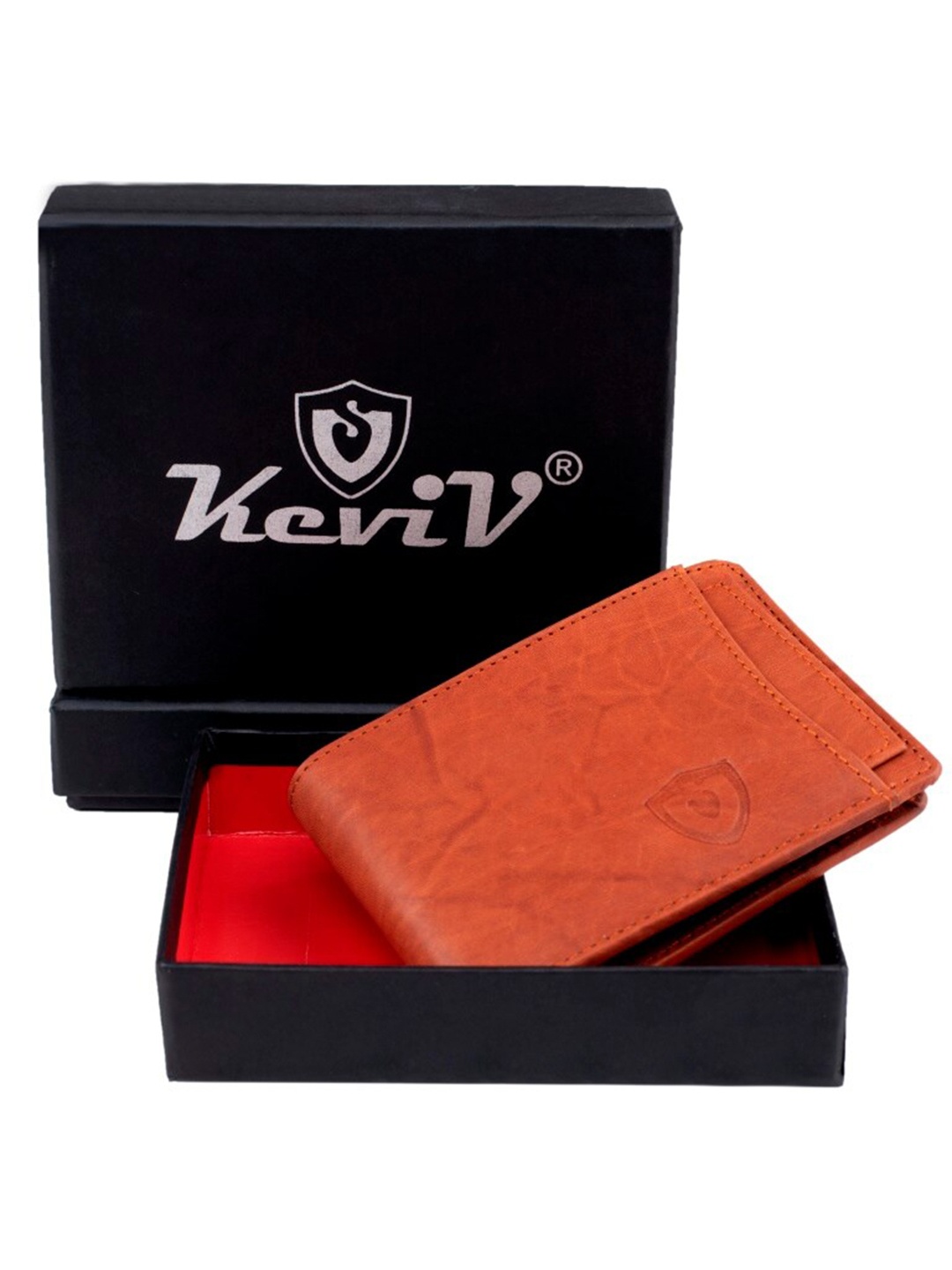 

Keviv Self Design RFID Leather Two Fold Wallet, Brown