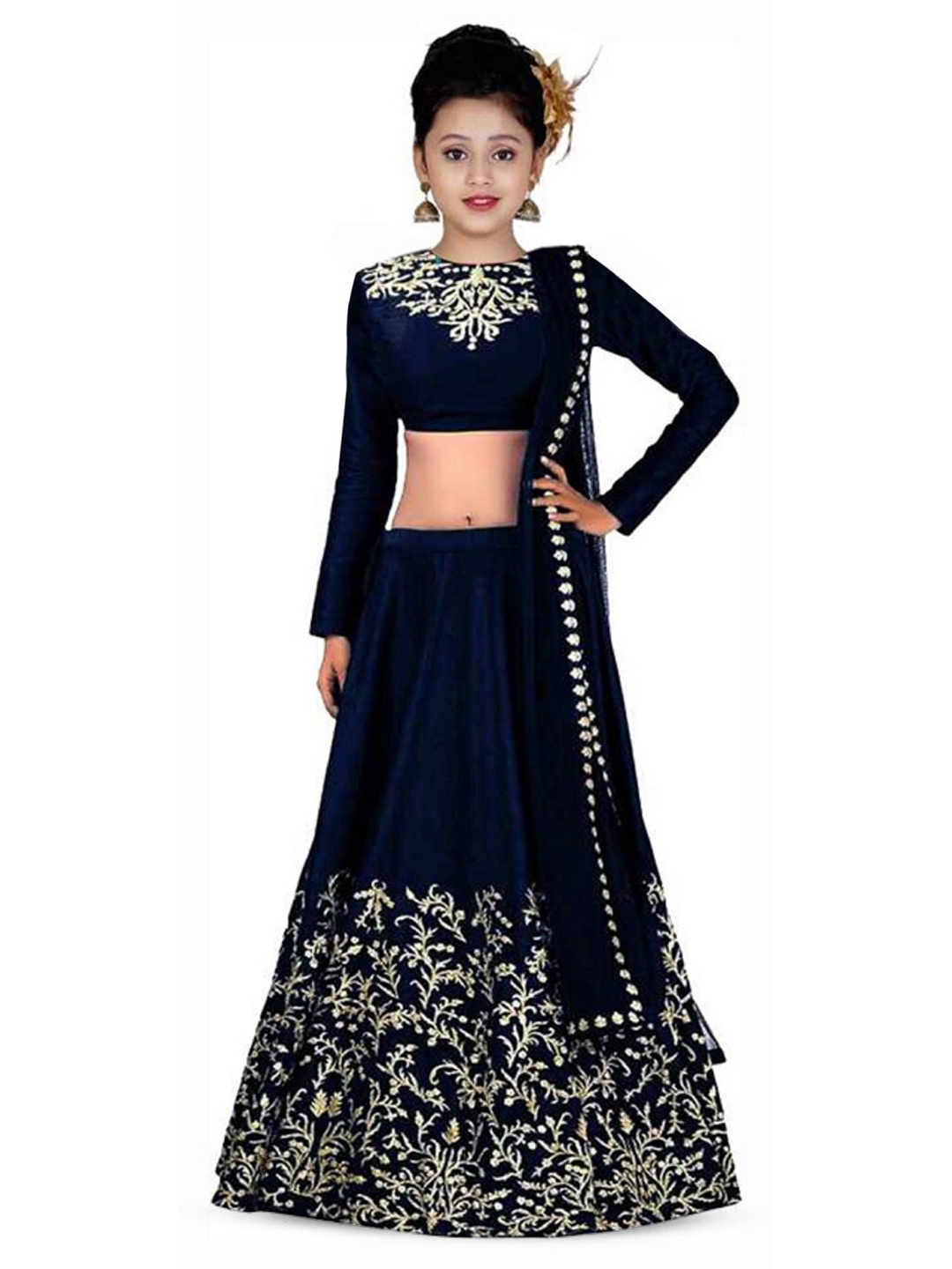 

BAESD Girls Embroidered Beads and Stones Lehenga Choli, Blue