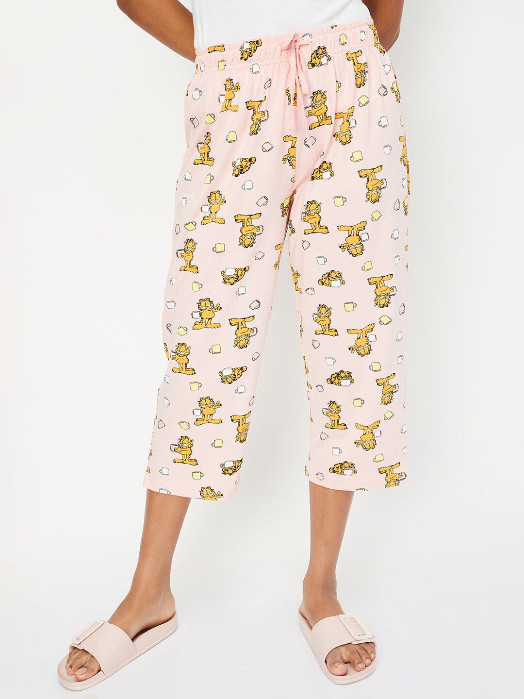 

max Women Printed Mid-Rise Pure Cotton Capris, Pink