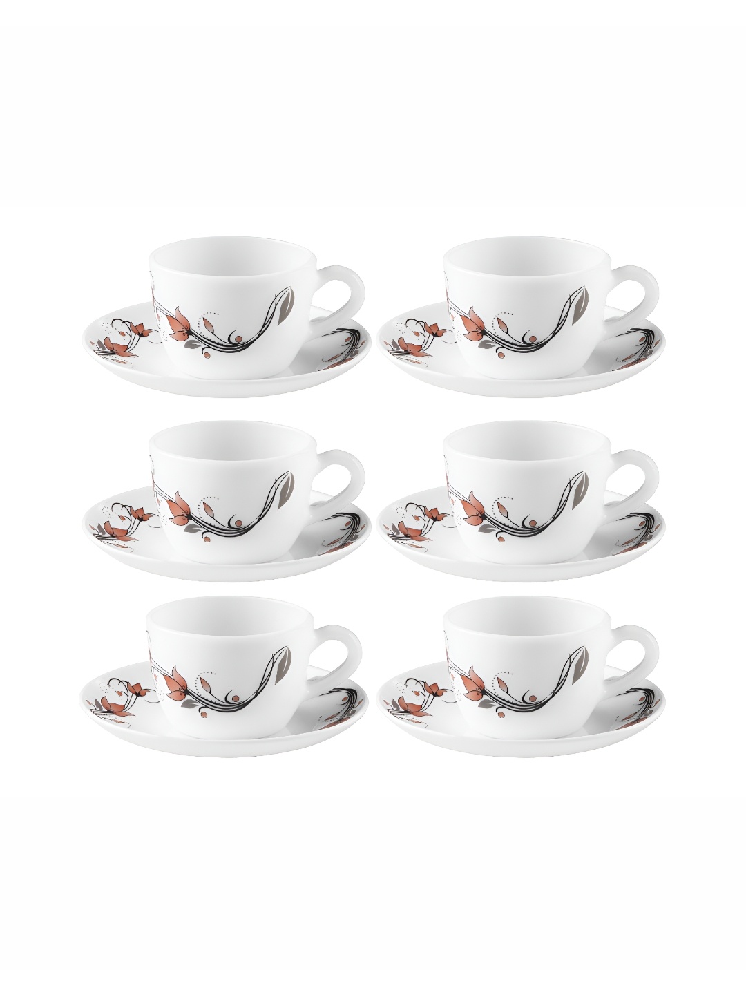

Laopala White & Blue 12 Pieces Floral Printed Glossy Opalware Cups and Saucers