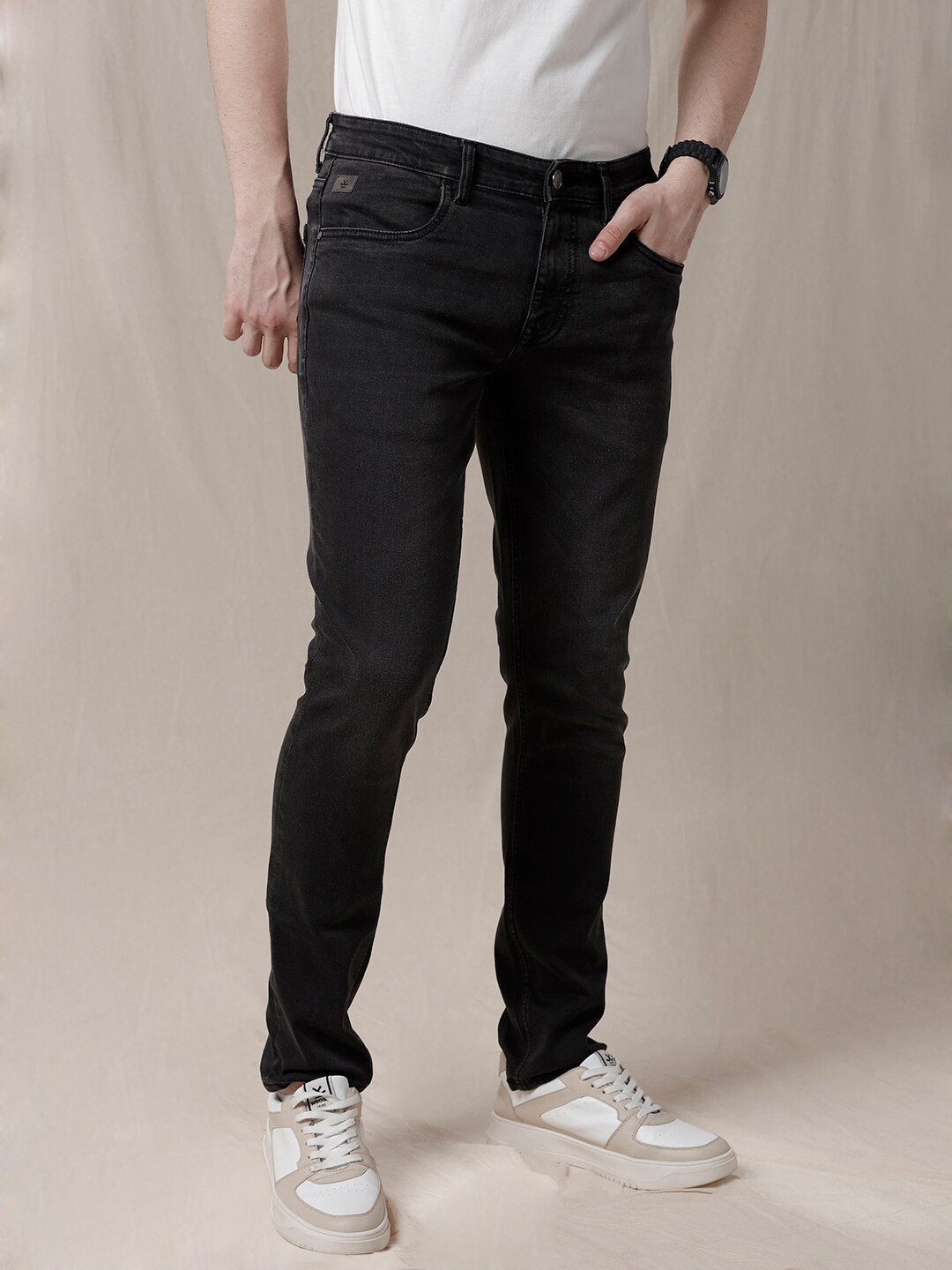 

WROGN Men Jean Slim Fit Cotton Jeans, Black
