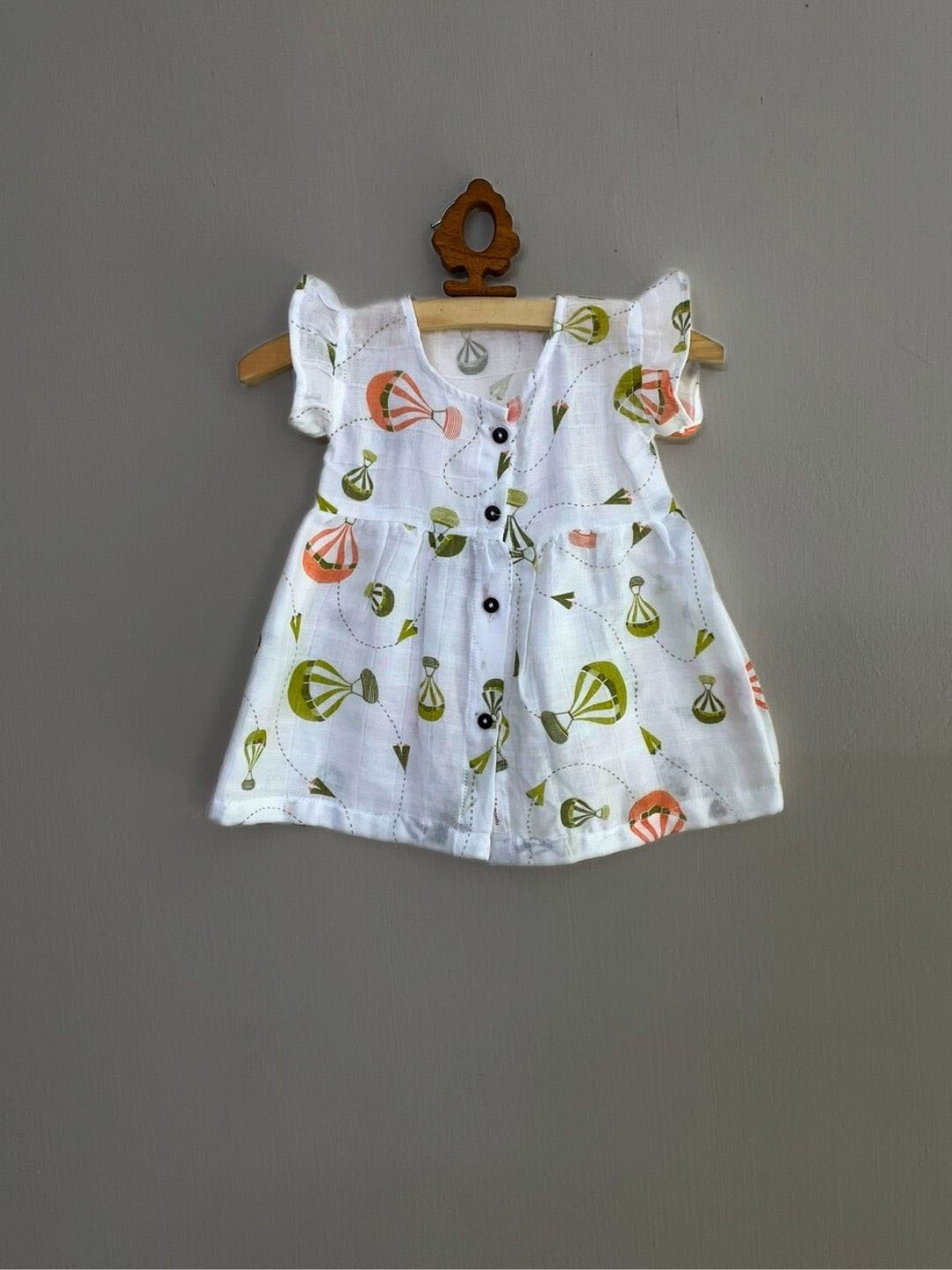 

BAESD Girls Conversational Print Flutter Sleeve Cotton A-Line Dress, White