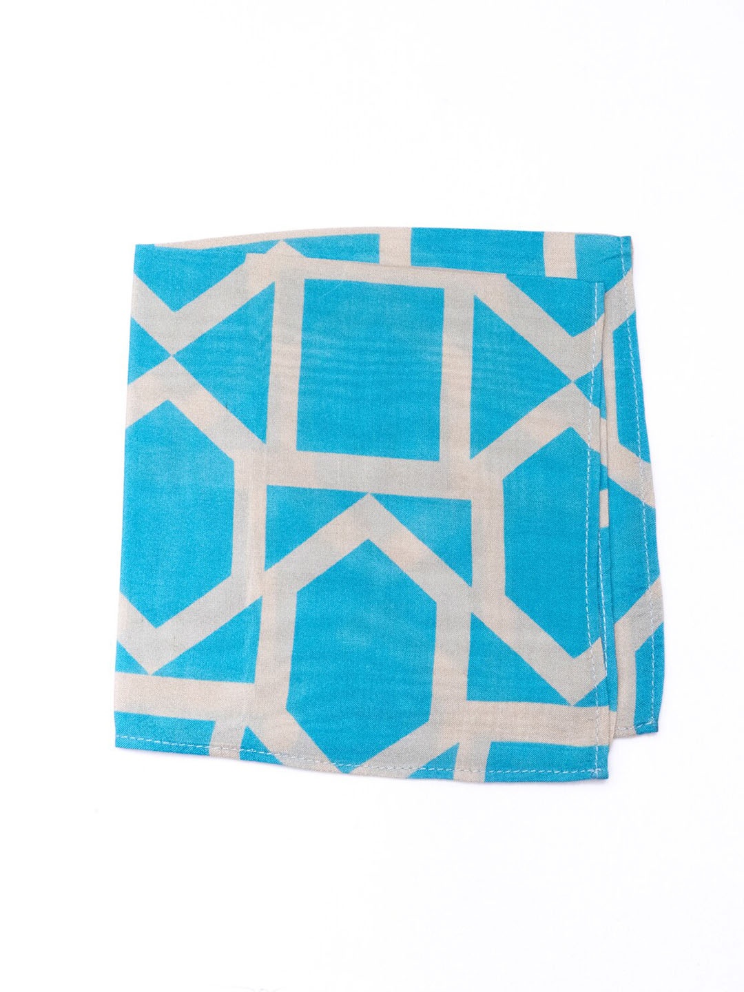 

Bubber Blu Men Geometric Printed Microfiber Pocket Square, Blue