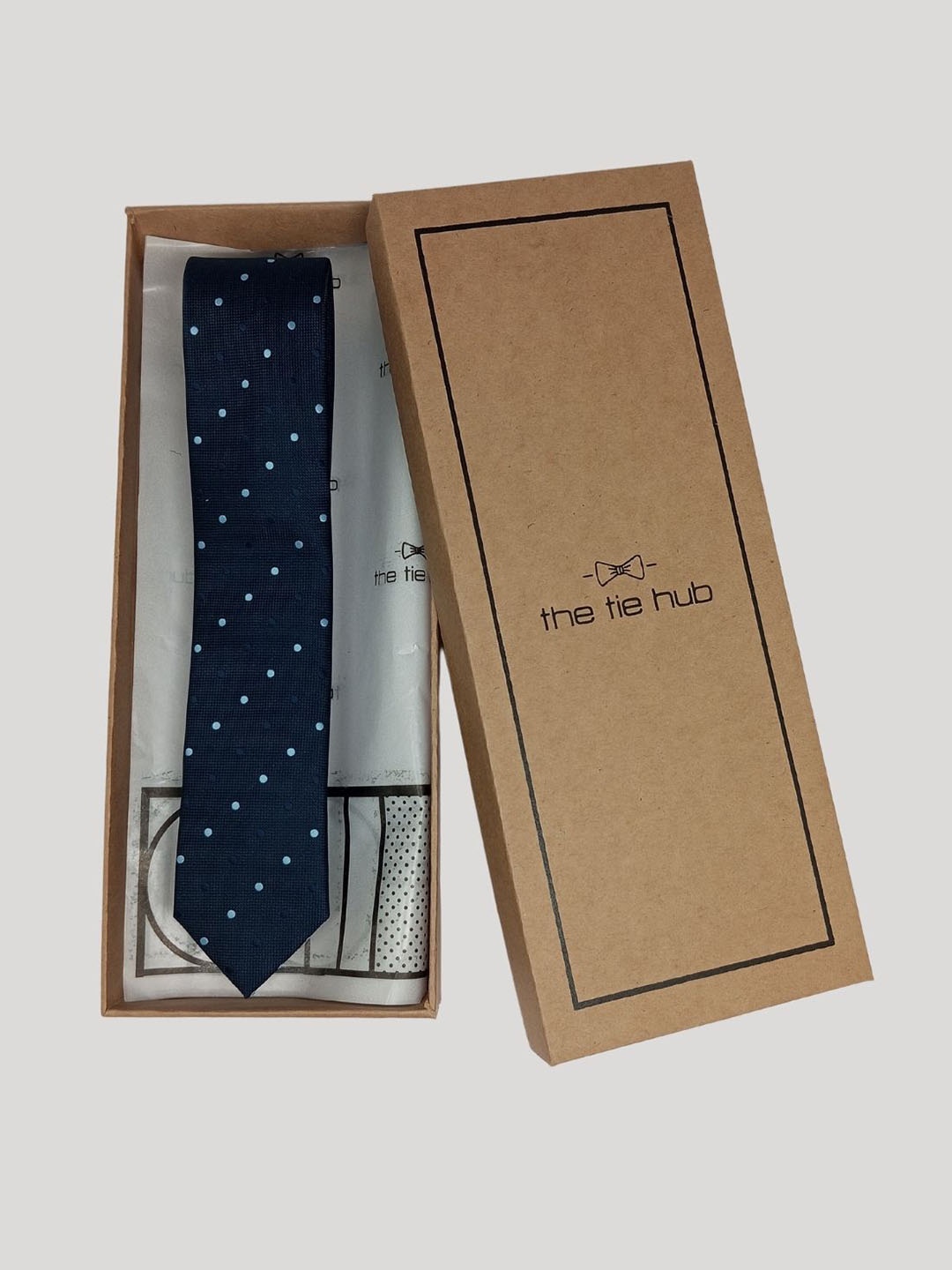 

The Tie Hub Men Woven Design Silk Skinny Tie, Blue