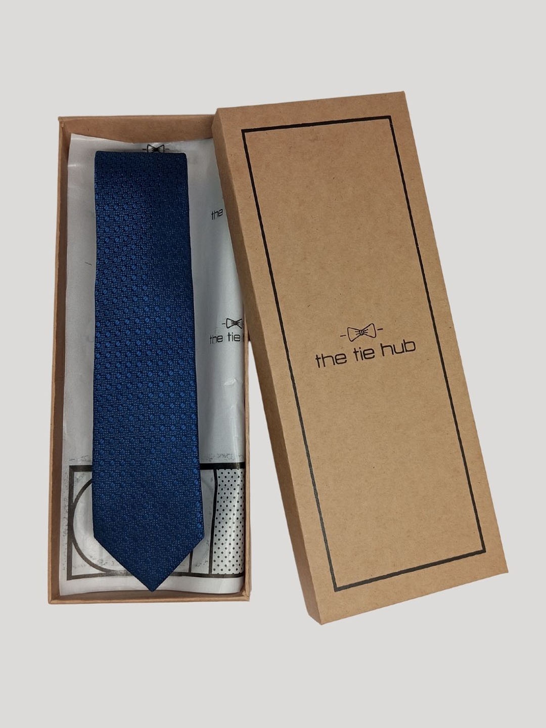 

The Tie Hub Men Woven Design Silk Broad Tie, Blue
