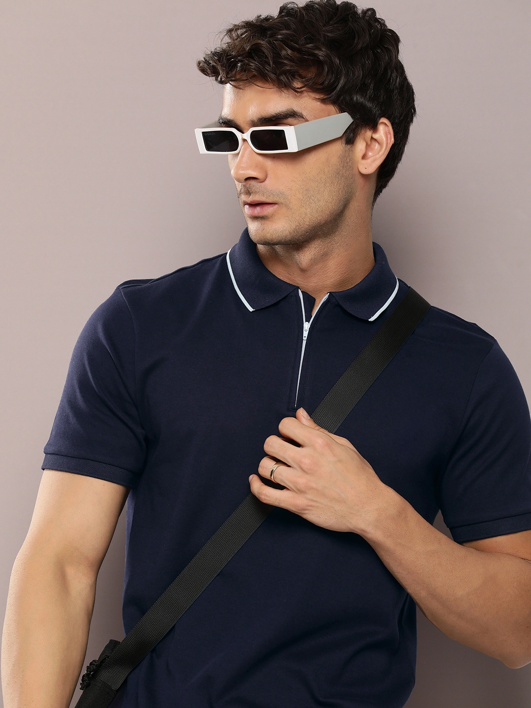 

Kook N Keech Men Polo Collar Pure Cotton T-shirt, Navy blue