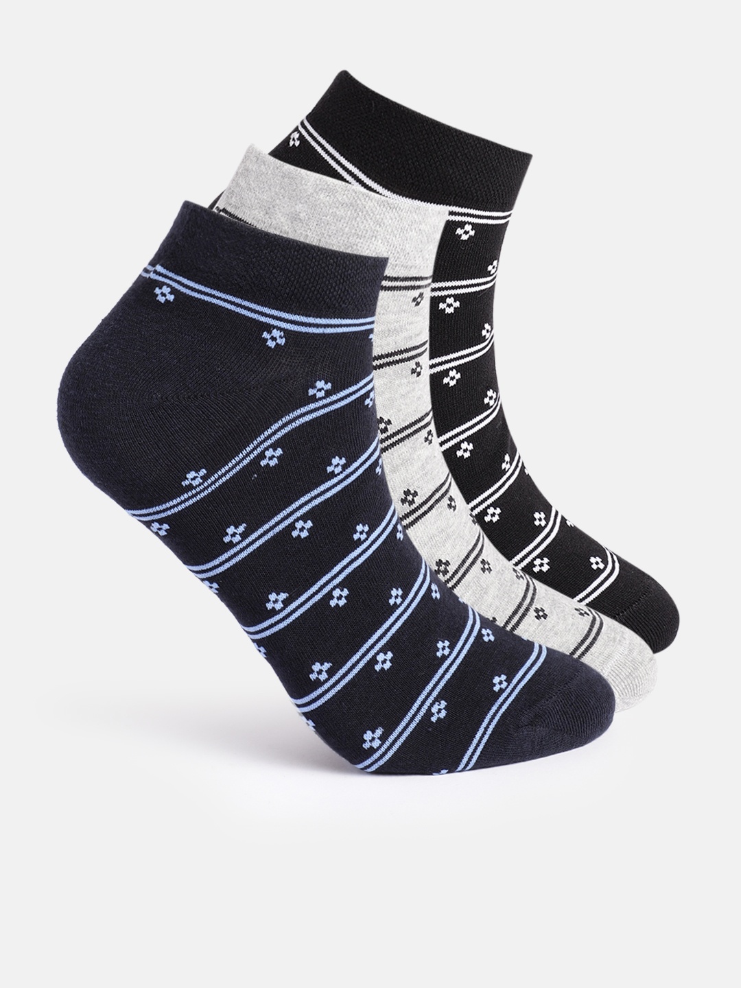 

Mast & Harbour Men Set Of 3 Patterned Ankle Length Socks, Blue