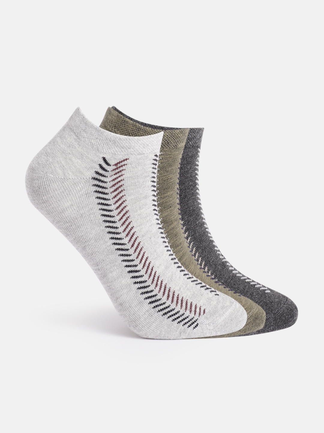 

Mast & Harbour Men Set Of 3 Patterned Ankle Length Socks, Grey