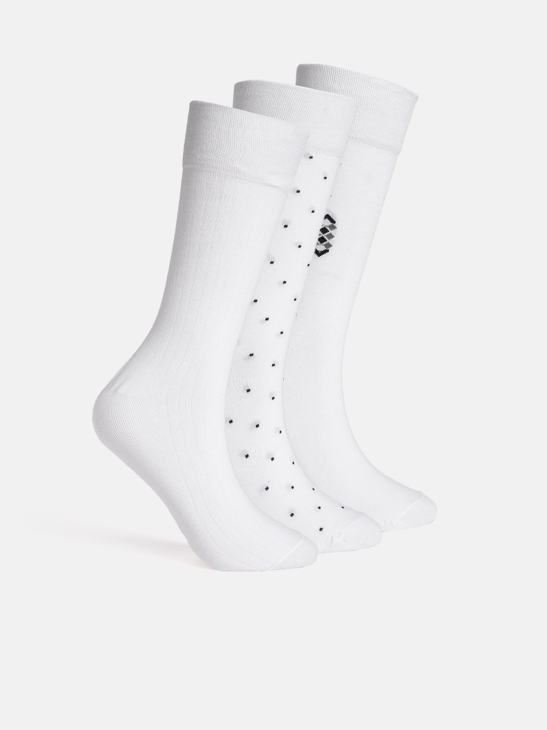

Mast & Harbour Men Pack of 3 Self-Design Calf Length Socks, White