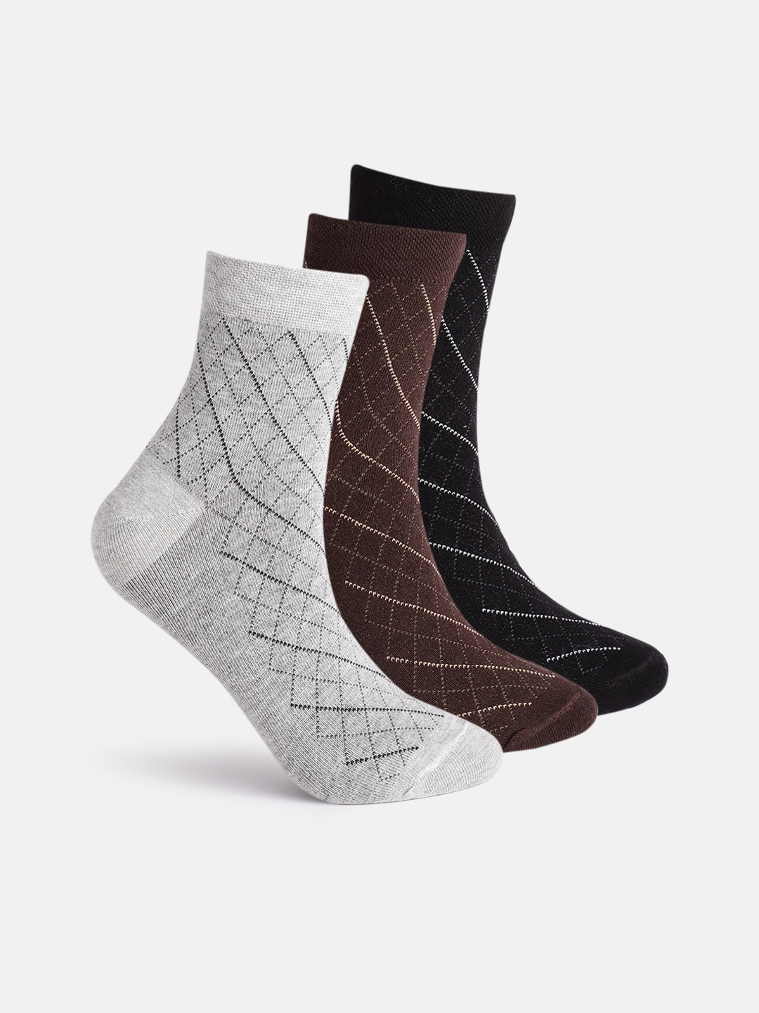 

Mast & Harbour Men Set Of 3 Above Ankle Length Socks, Grey