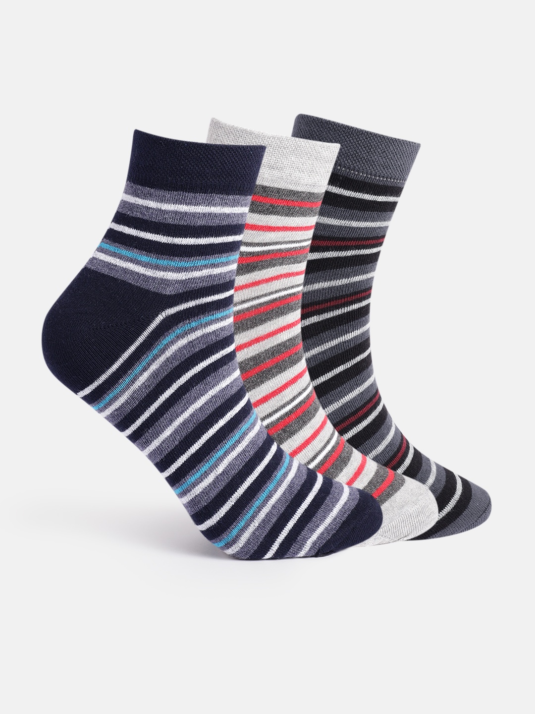 

Mast & Harbour Men Set Of 3 Patterned Above Ankle Length Socks, Grey