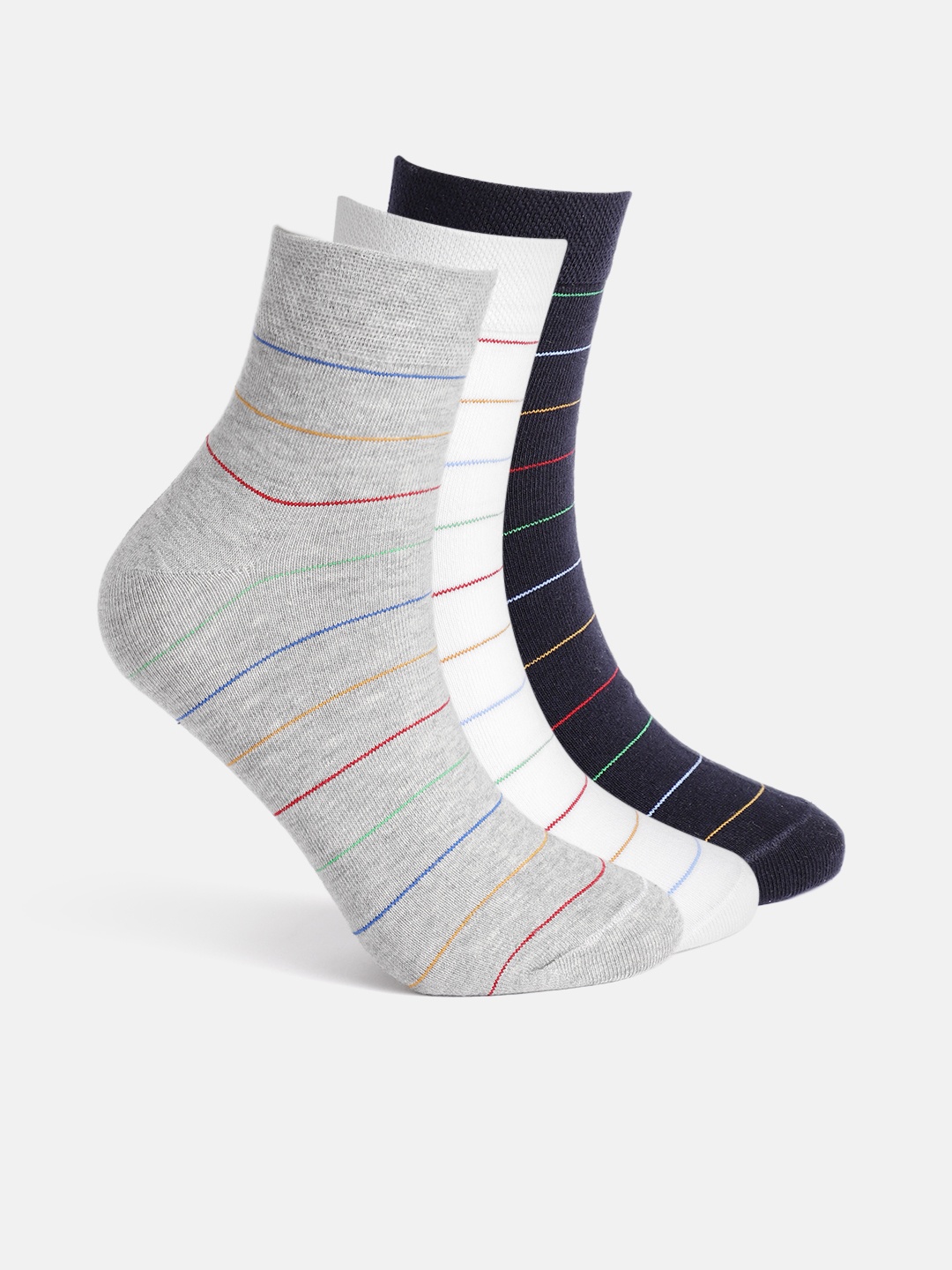 

Mast & Harbour Men Set Of 3 Above Ankle Length Socks, Grey
