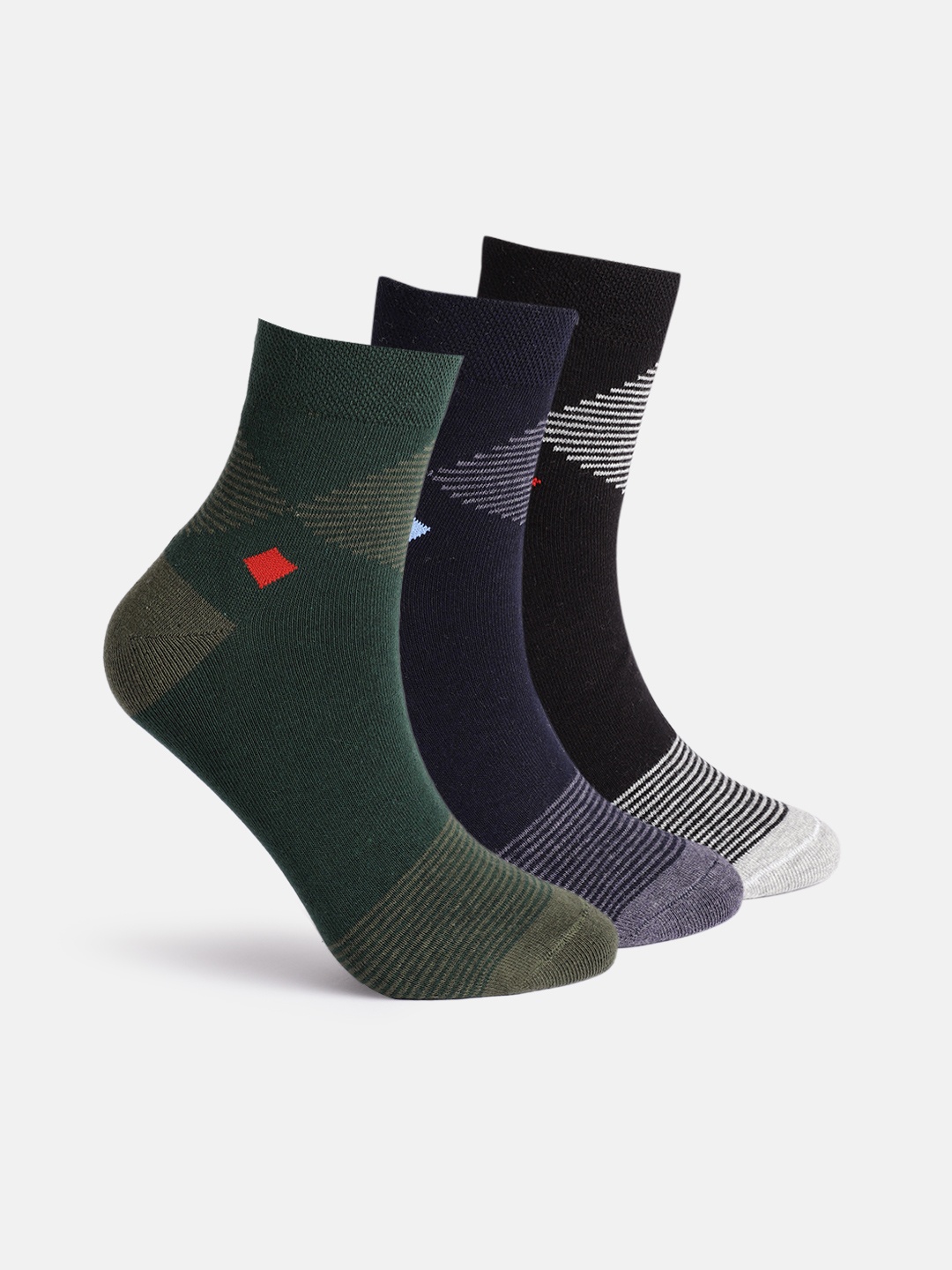 

Mast & Harbour Men Set Of 3 Above Ankle Length Socks, Black