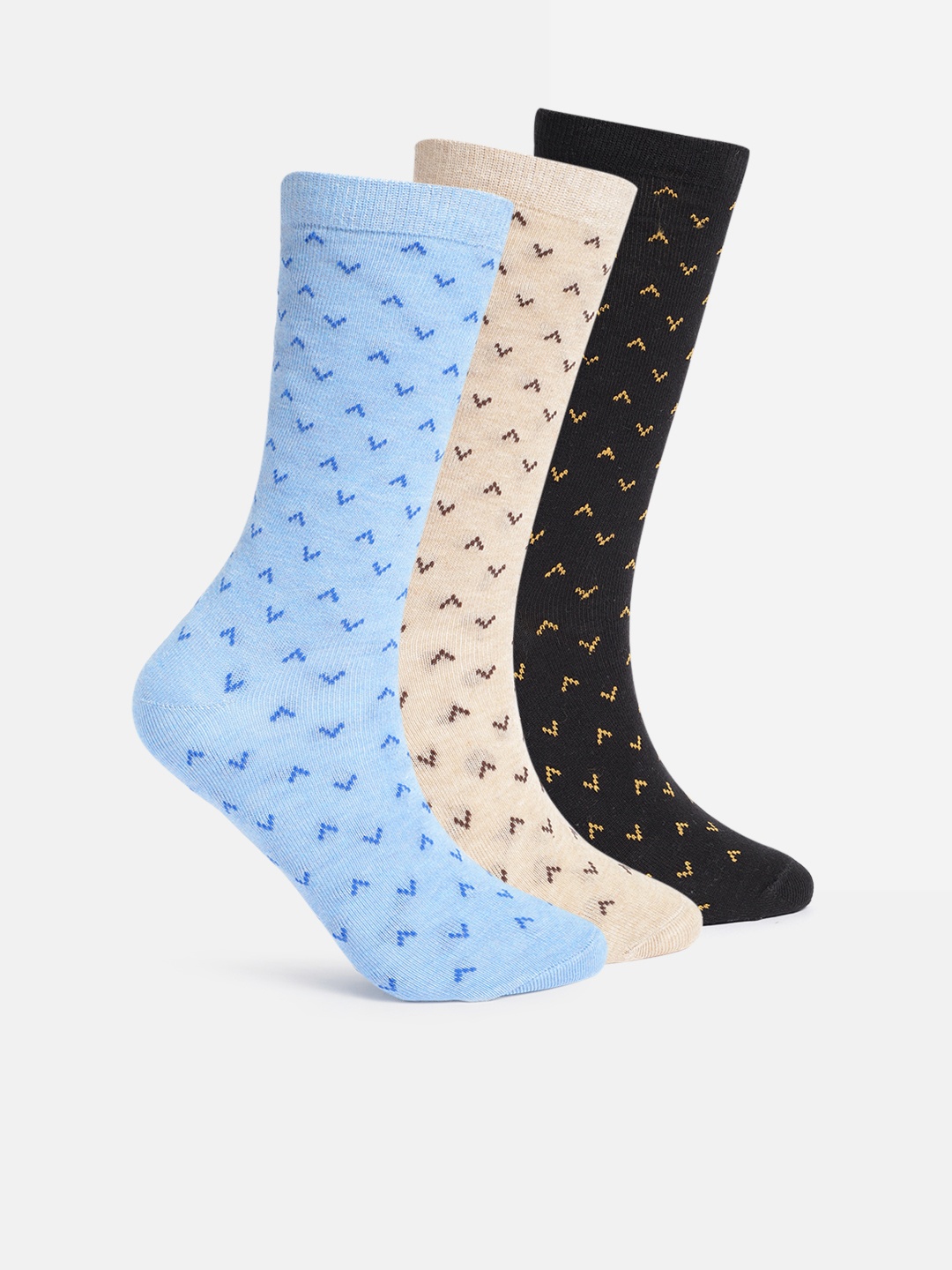 

Mast & Harbour Men Pack Of 3 Printed Calf Length Socks, Blue