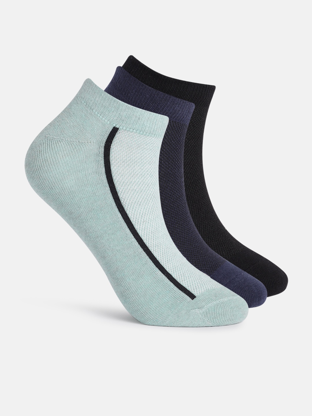 

Mast & Harbour Men Pack of 3 Self-Design Ankle Length Socks, Green