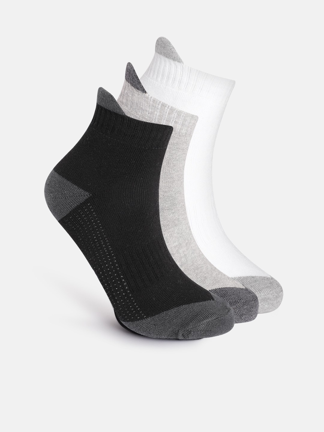 

Mast & Harbour Men Pack of 3 Solid Pure Cotton Ankle-Length Socks, Black