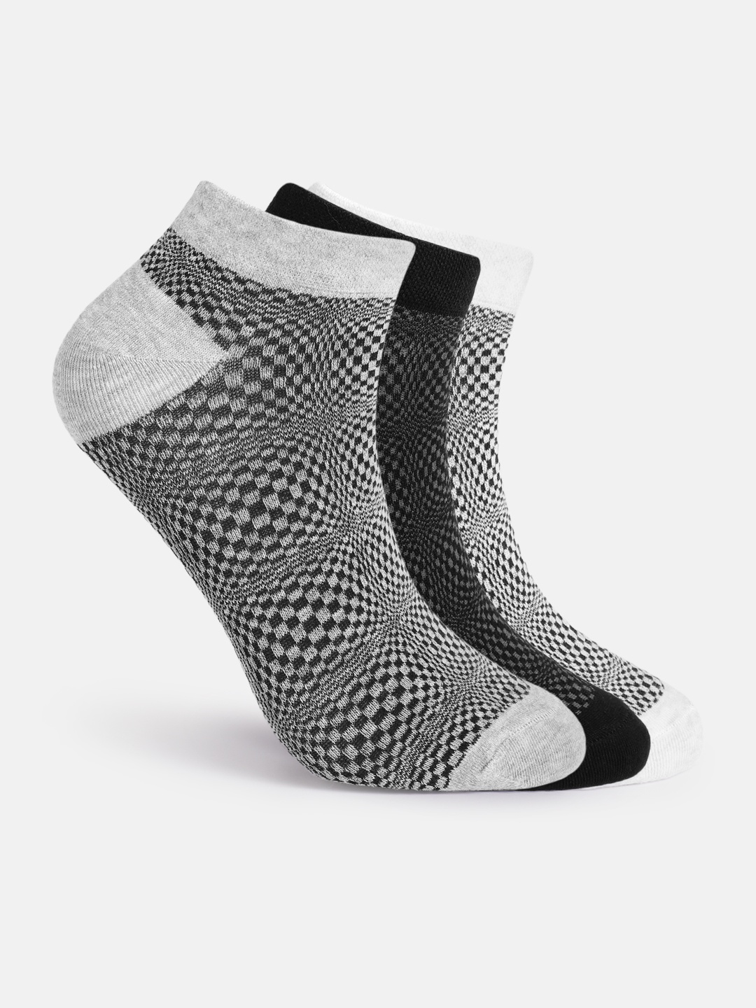 

Mast & Harbour Men Set Of 3 Patterned Ankle Length Socks, Grey