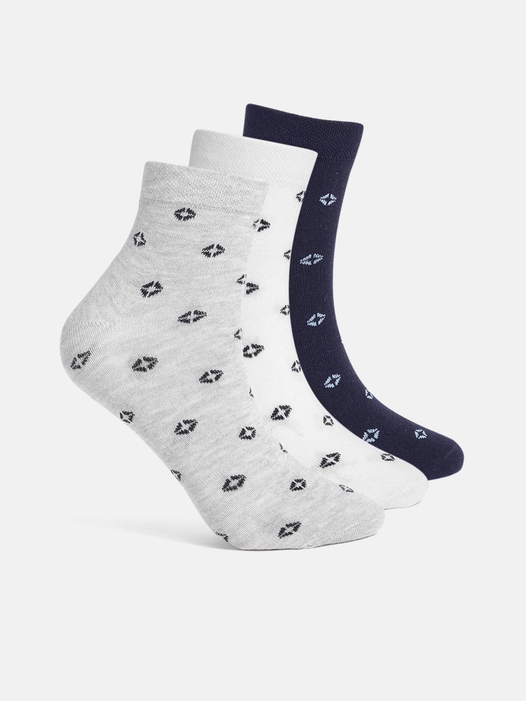 

Mast & Harbour Men Pack Of 3 Printed Above Ankle Length Socks, Navy blue