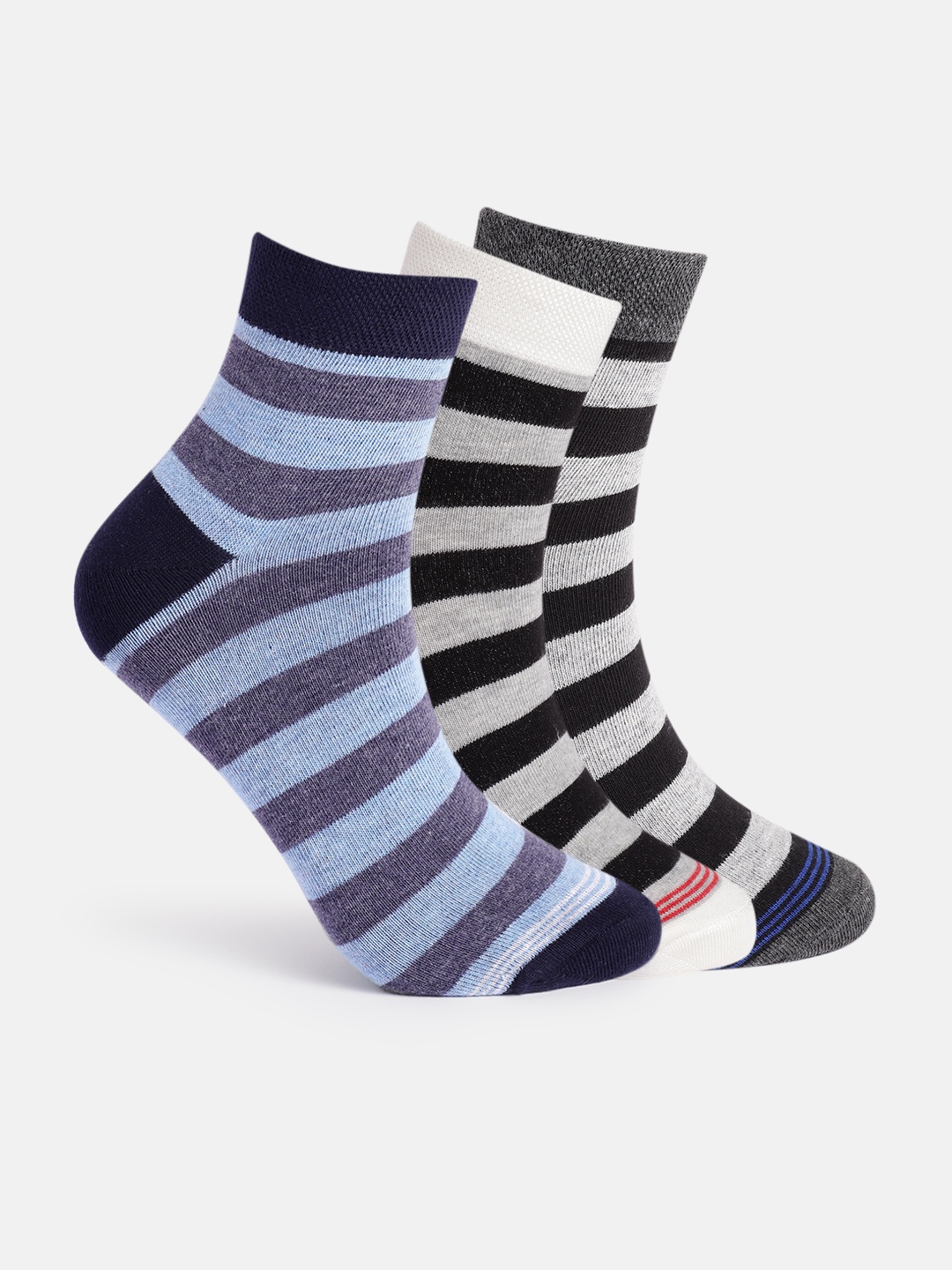 

Mast & Harbour Men Set Of 3 Patterned Above Ankle Length Socks, Grey