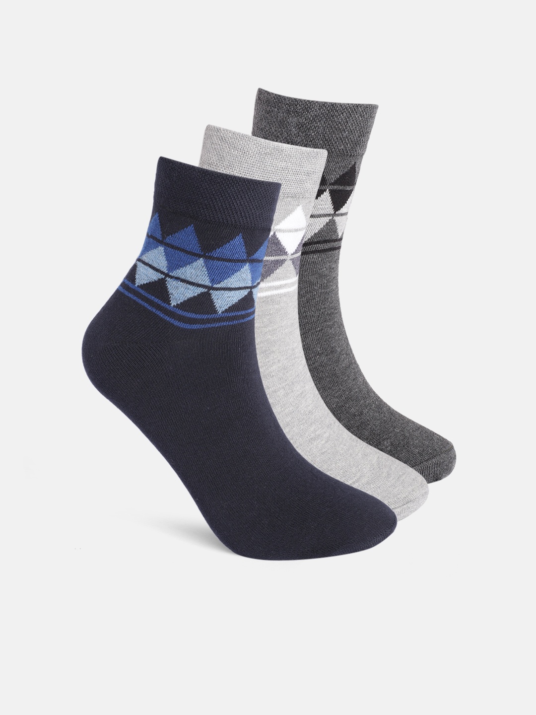 

Mast & Harbour Men Pack of 3 Printed Ankle-Length Socks, Blue