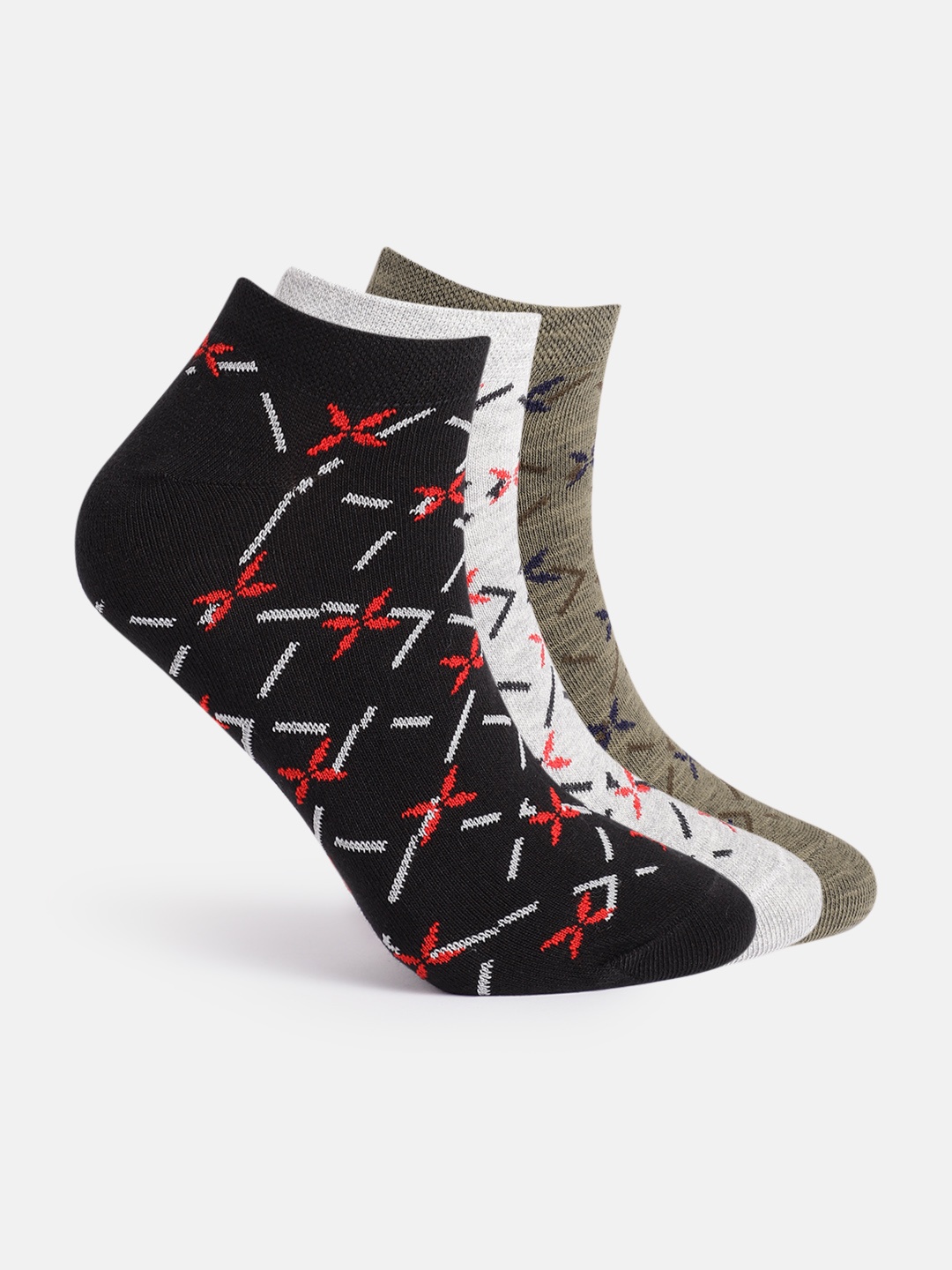 

Mast & Harbour Men Set Of 3 Patterned Ankle Length Socks, Grey