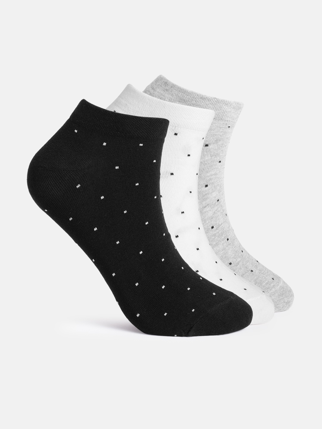 

Mast & Harbour Men Set Of 3 Patterned Ankle Length Socks, Grey