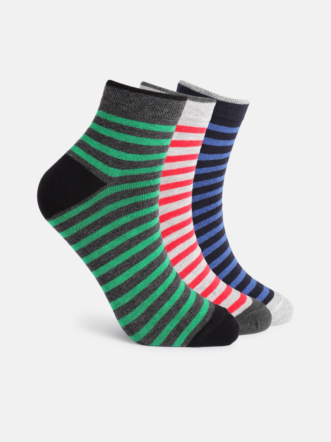 

Mast & Harbour Men Set Of 3 Patterned Above Ankle Length Socks, Green