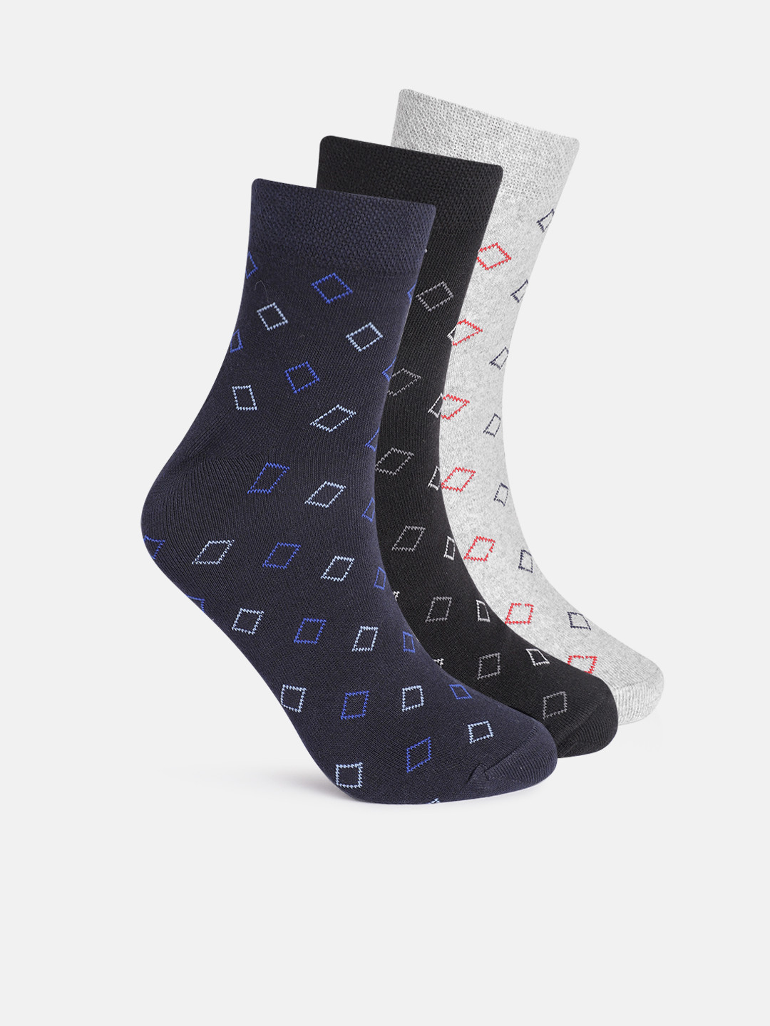 

Mast & Harbour Men Pack of 3 Printed Pure Cotton Ankle-Length Socks, Blue