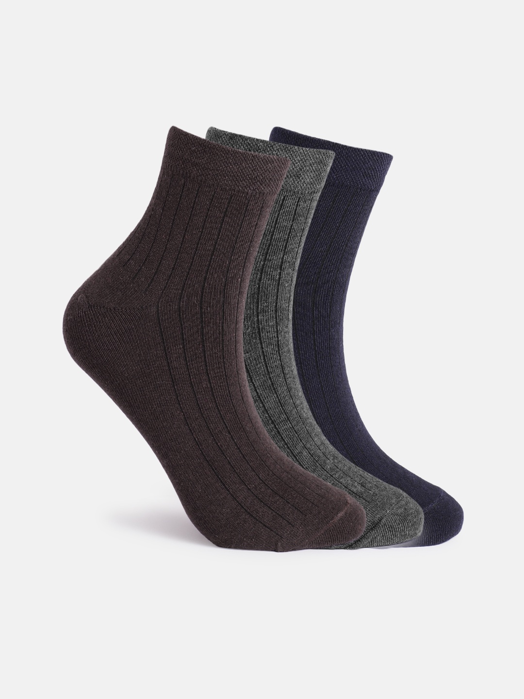 

Mast & Harbour Men Set Of 3 Patterned Above Ankle Length Socks, Grey