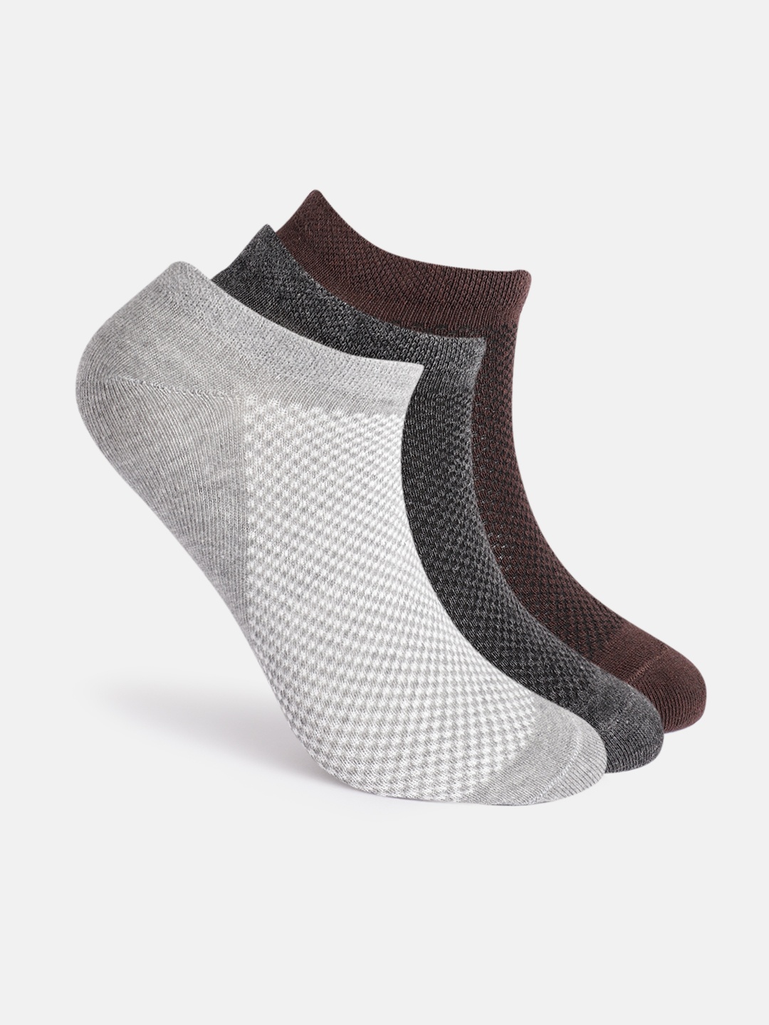 

Mast & Harbour Men Pack Of 3 Ankle Length Socks, Grey