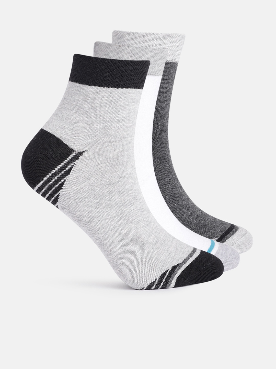

Mast & Harbour Men Pack of 3 Above Ankle Length Socks, Grey