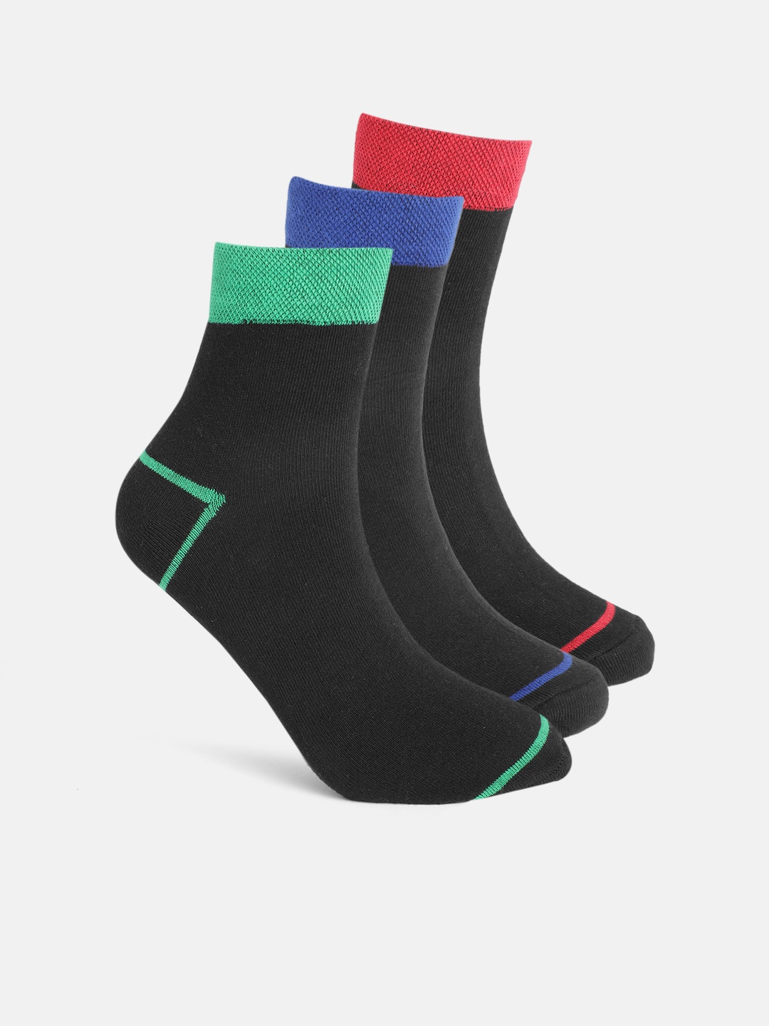 

Mast & Harbour Men Pack of 3 Printed Pure Cotton Ankle-Length Socks, Blue