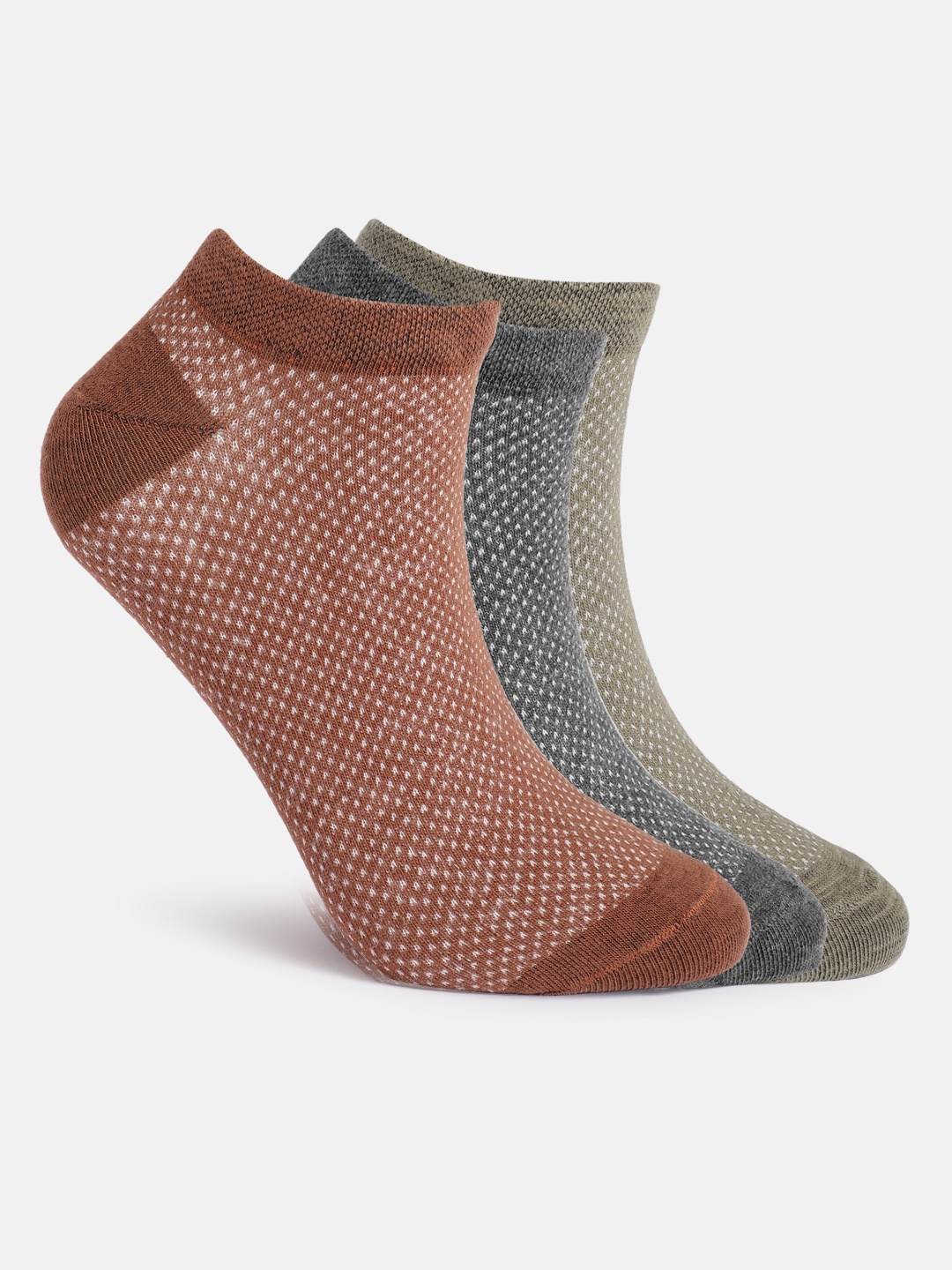 

Mast & Harbour Men Set Of 3 Patterned Ankle Length Socks, Brown