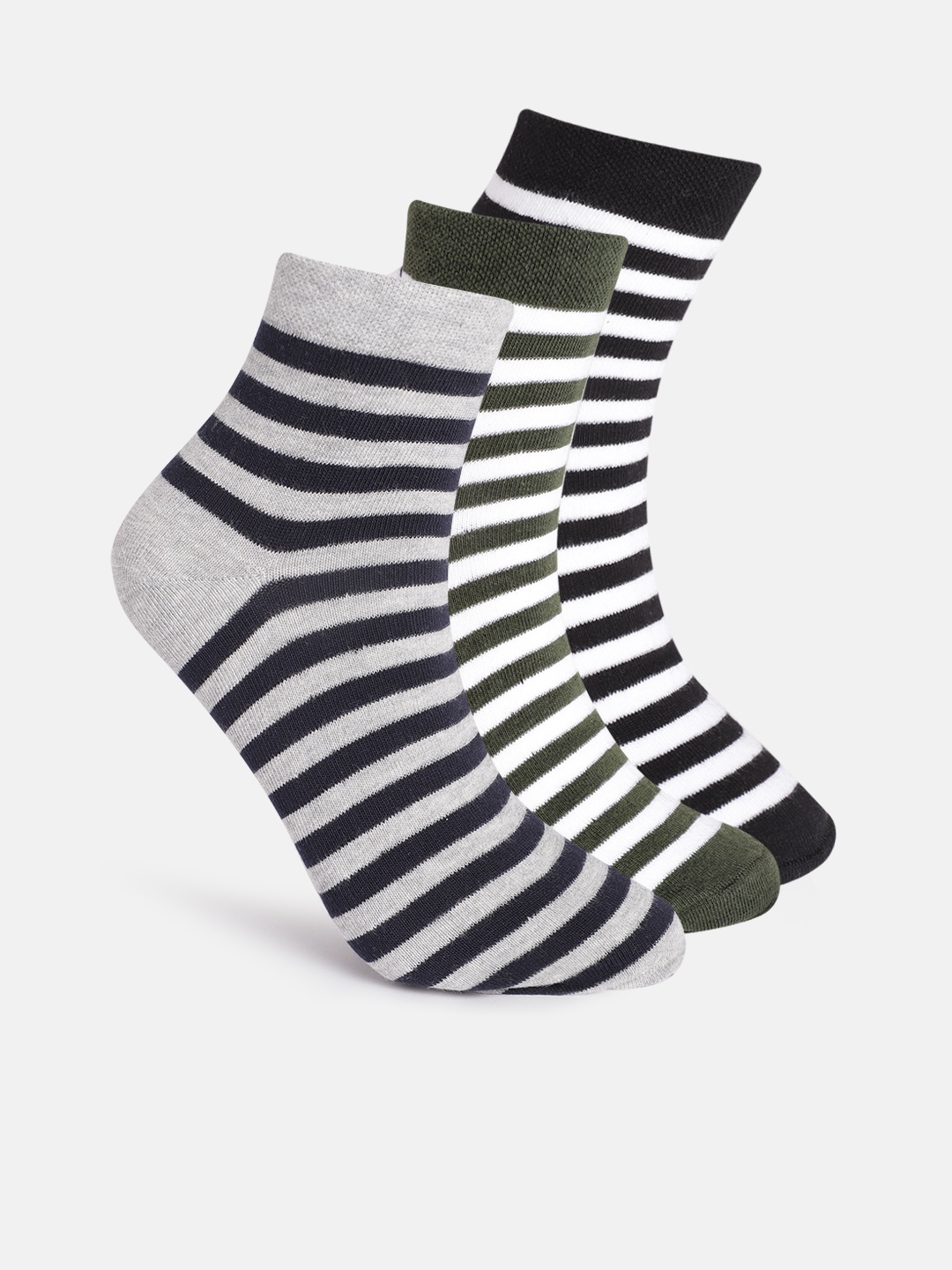 

Mast & Harbour Men Pack of 3 Printed Pure Cotton Ankle-Length Socks, Black