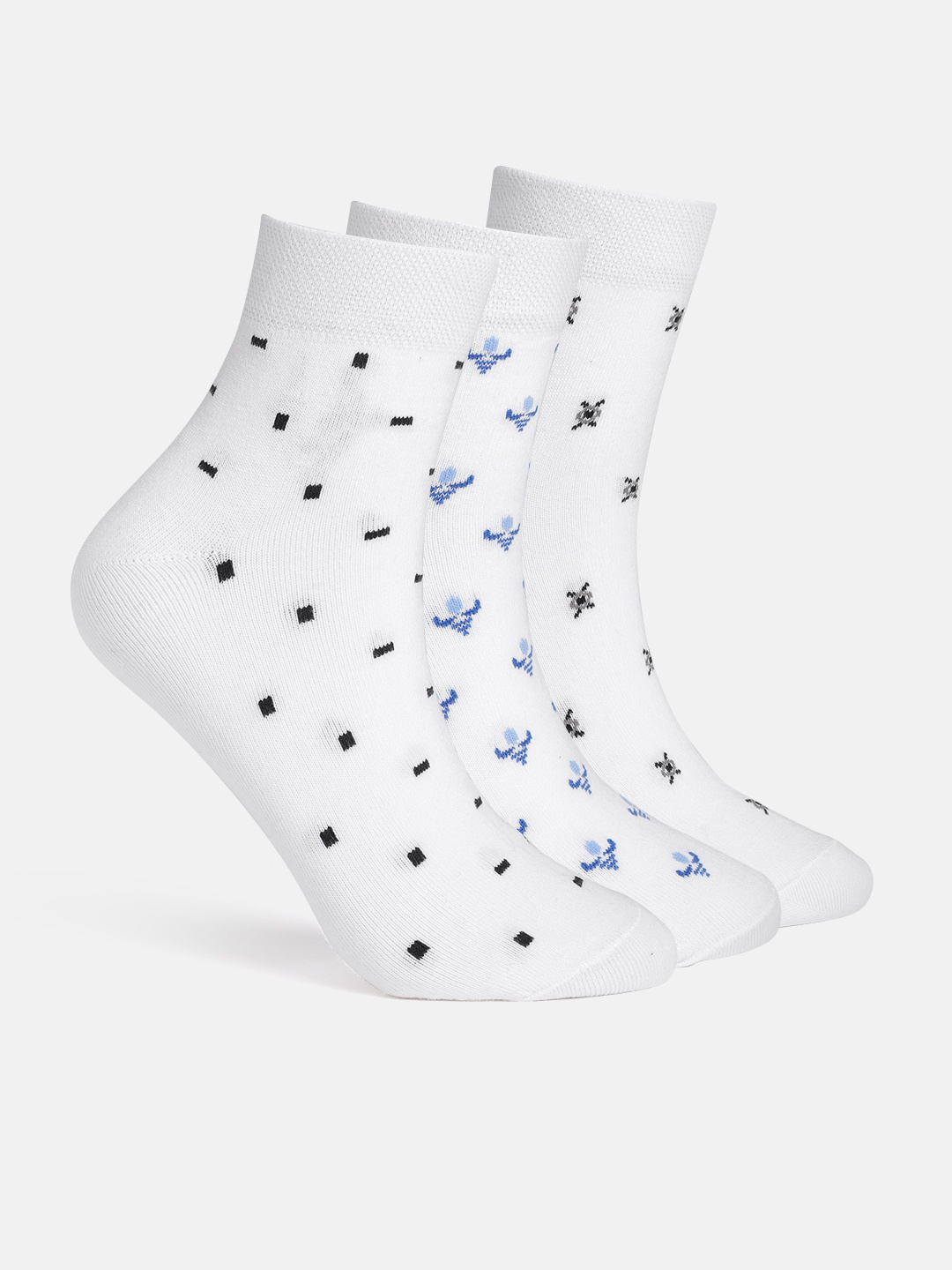

Mast & Harbour Men Pack of 3 Geometric Self-Design Above Ankle Length Socks, White